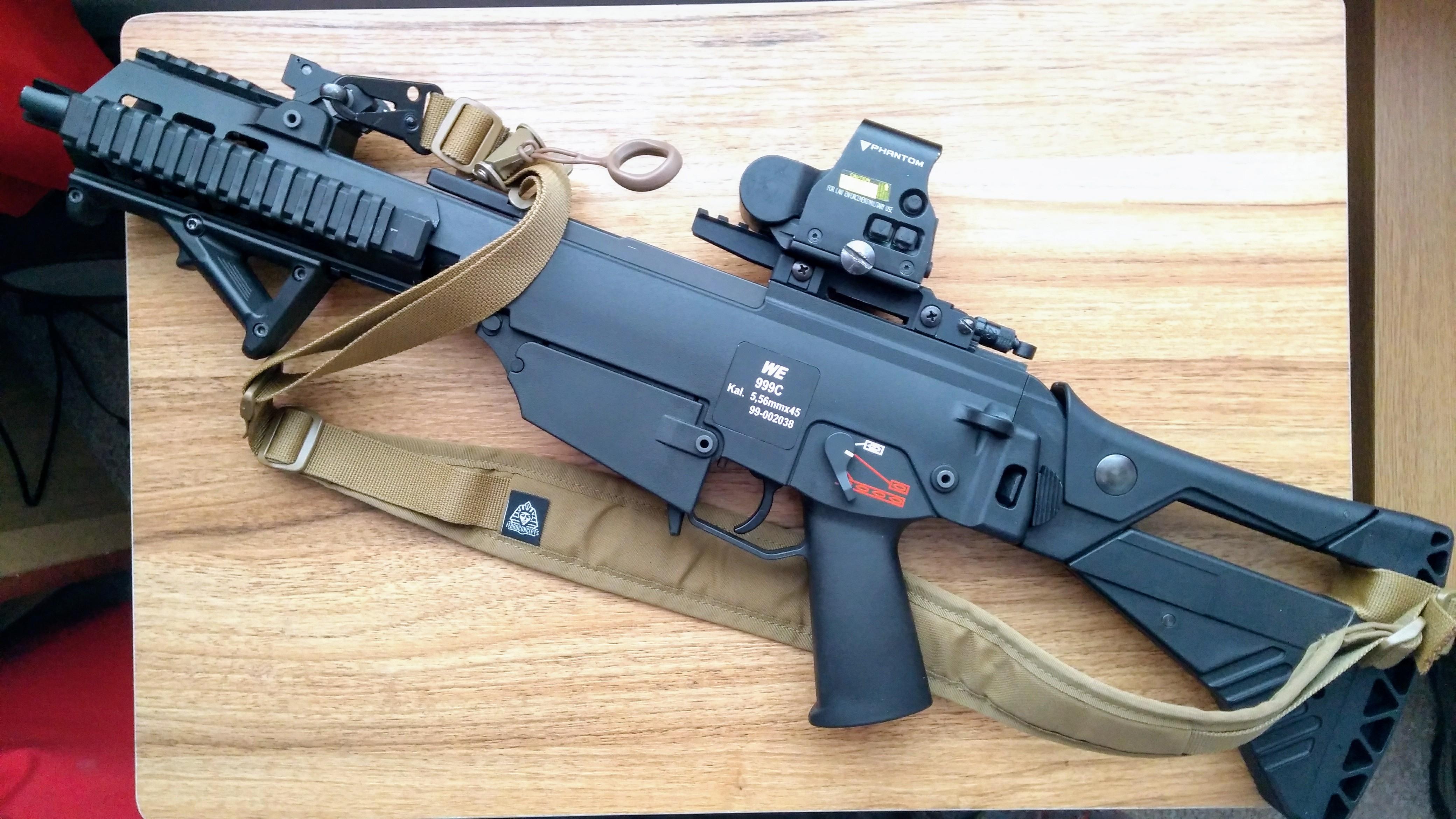 Finished my Garand Thumb inspired WE G36C GBBR build r/airsoft