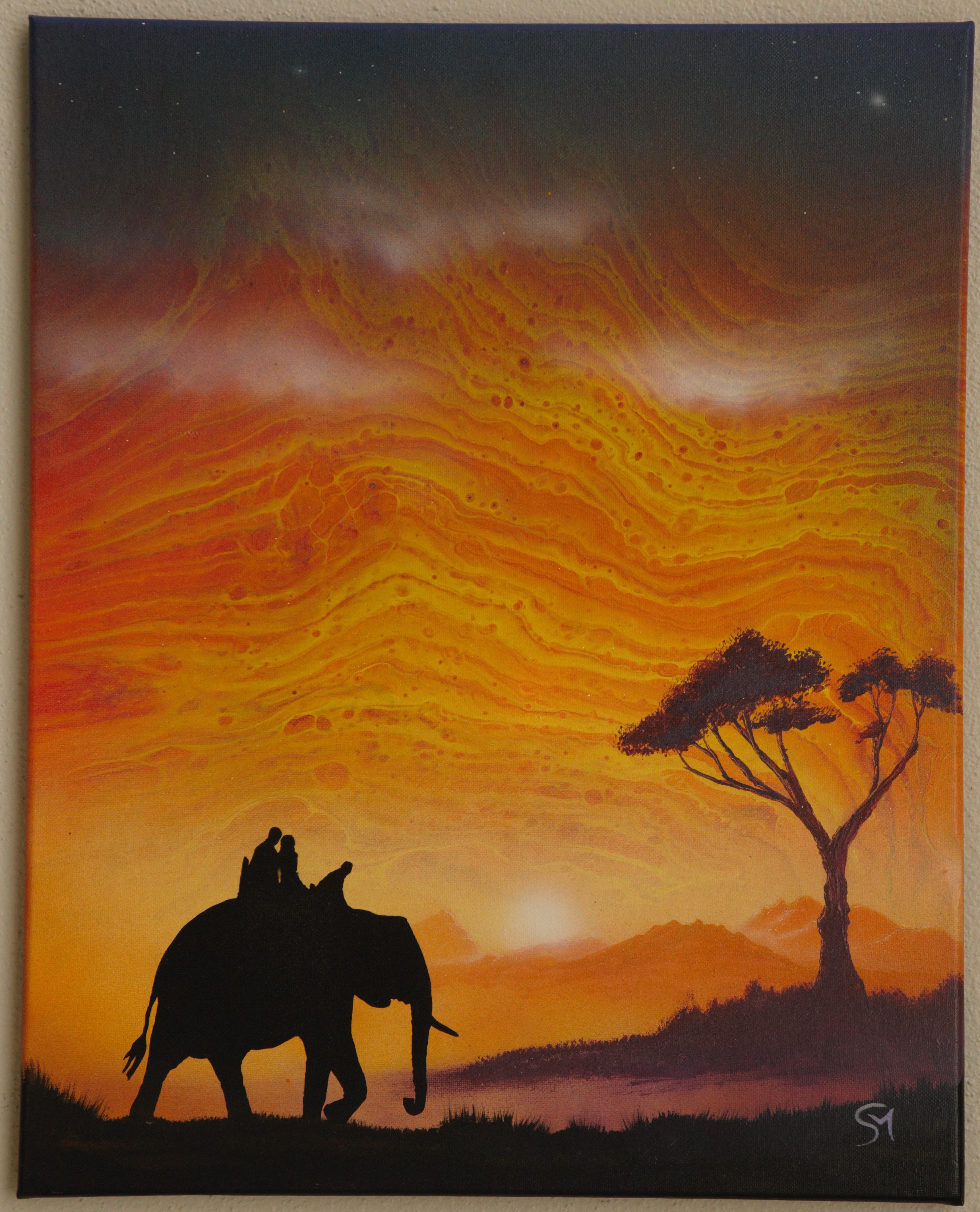 "Safari Sunset". Finished this painting last weekend. I LOVE how it