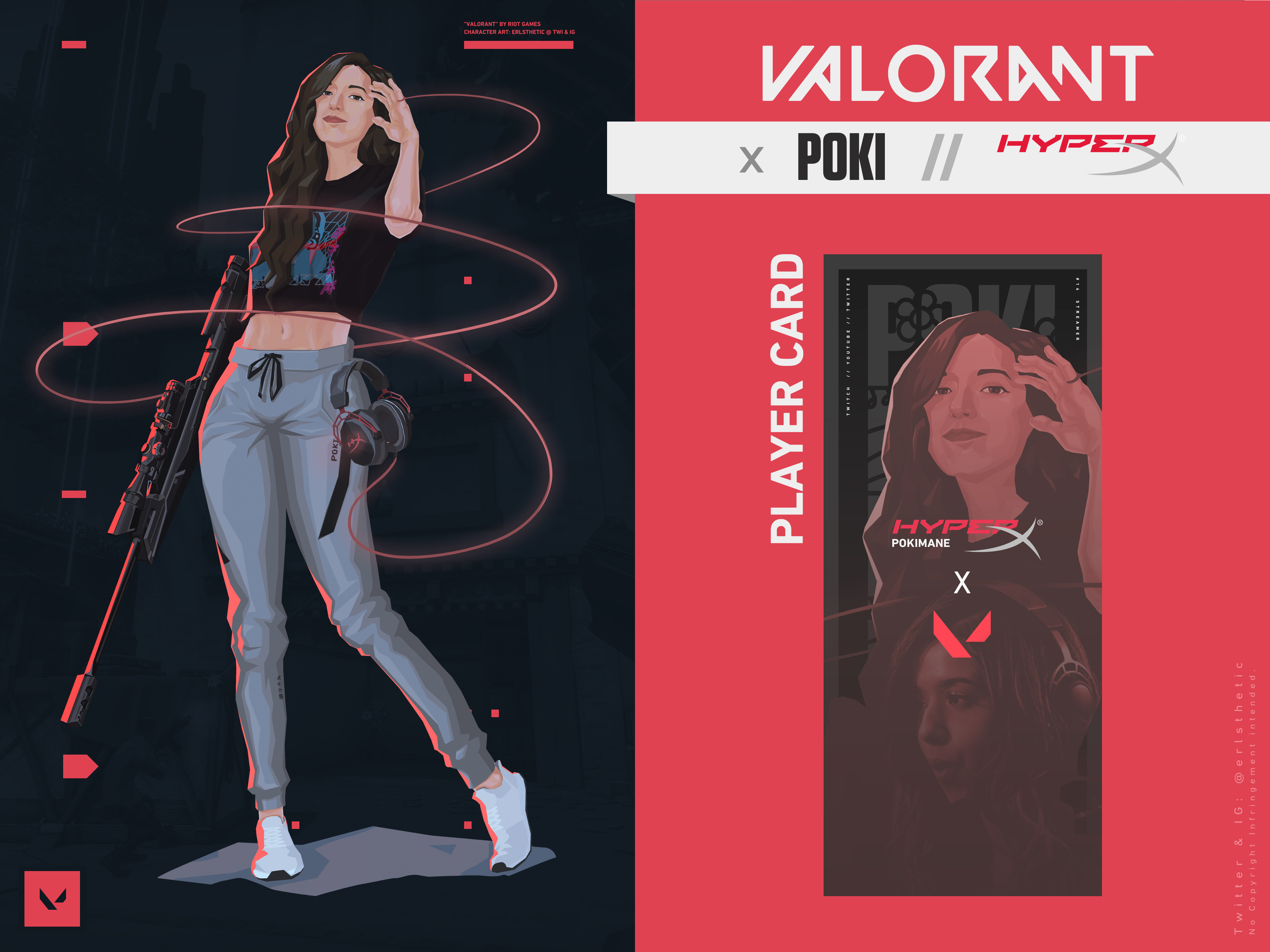 (2/2) Made a pokimane x hyperx collab as a valorant agent