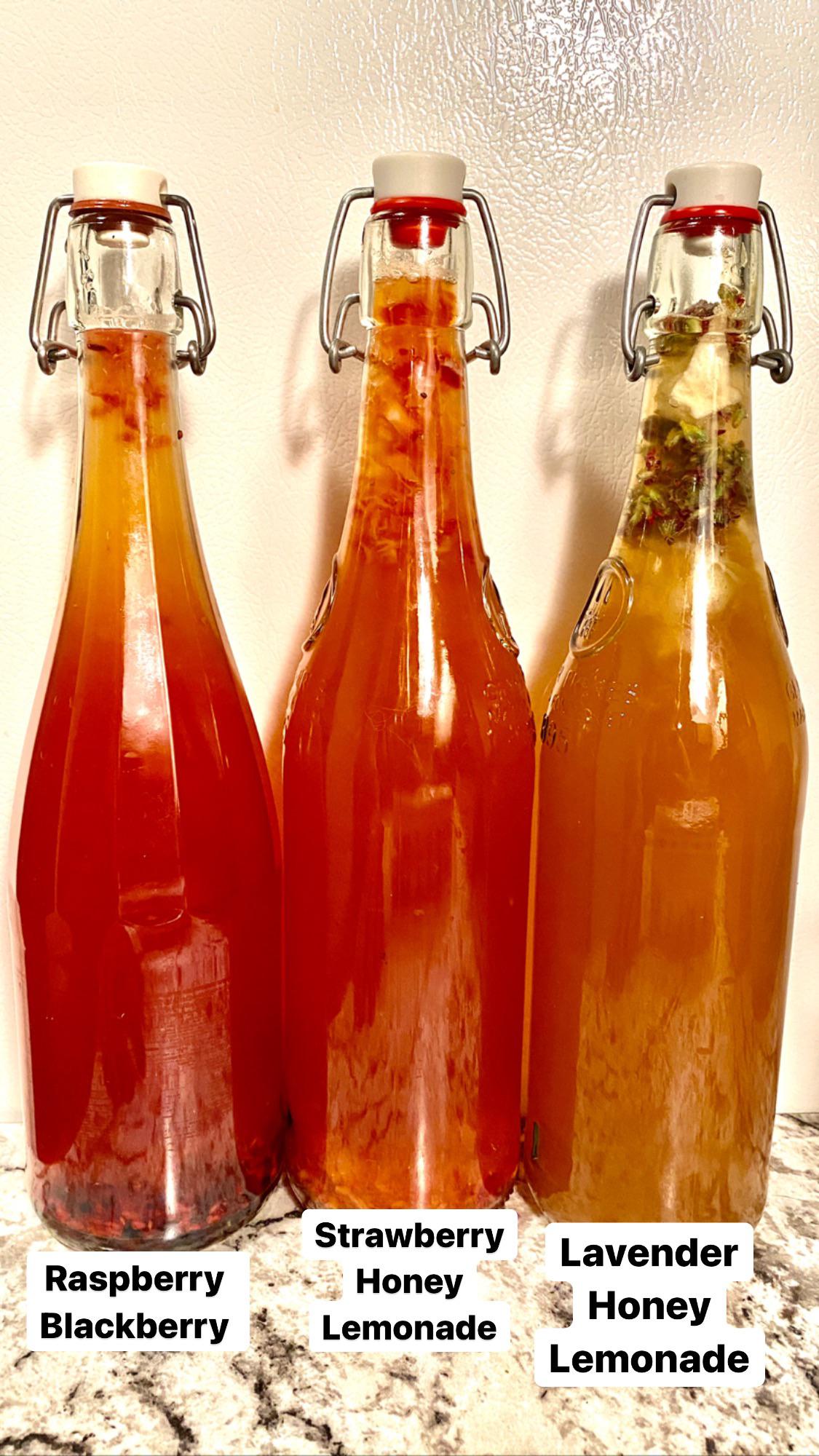 F2, raspberry/blackberry, honey strawberry lemonade, and honey lavender