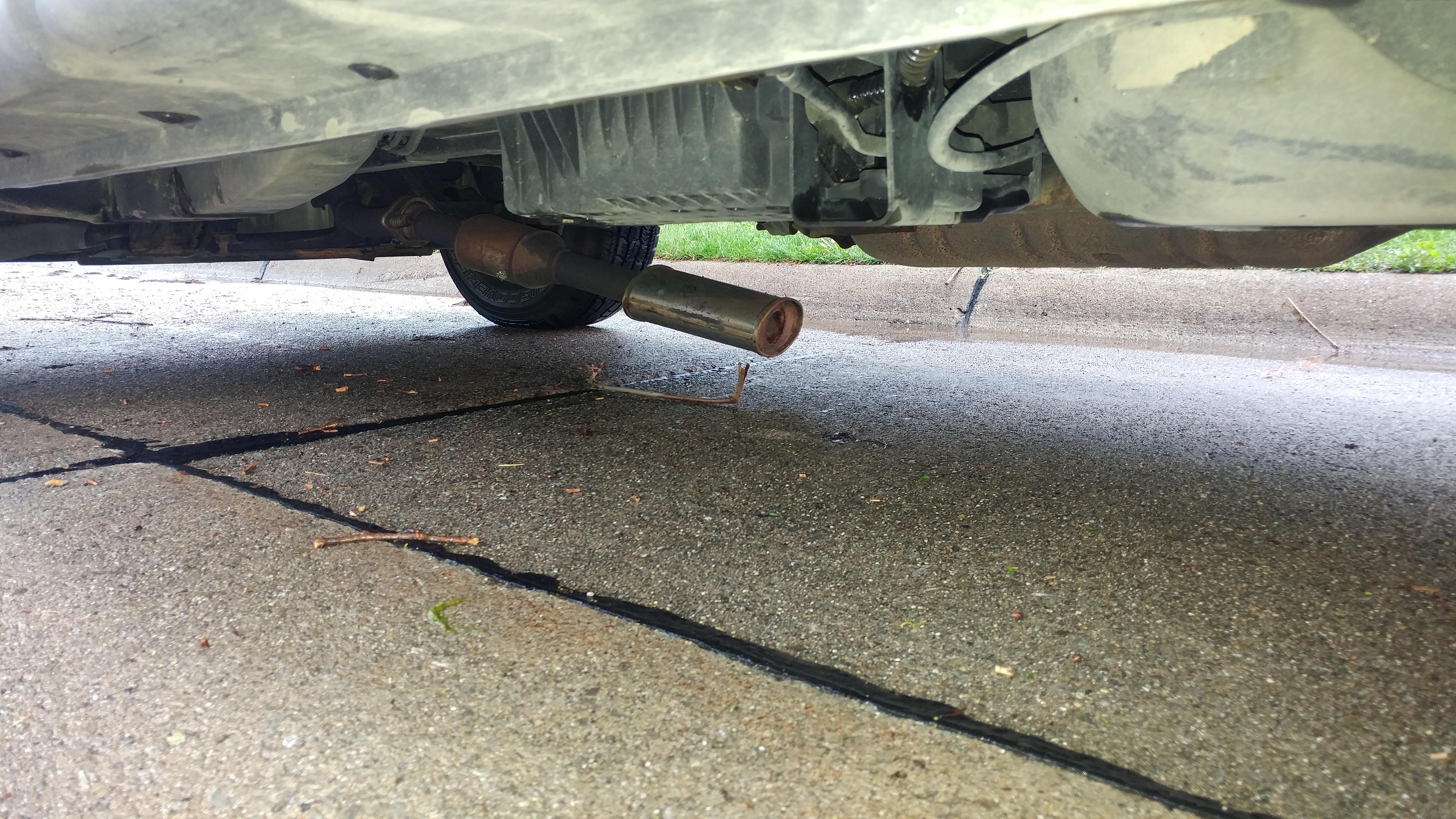 2012 Ford escape. I noticed the muffler broke in the middle there. I'm