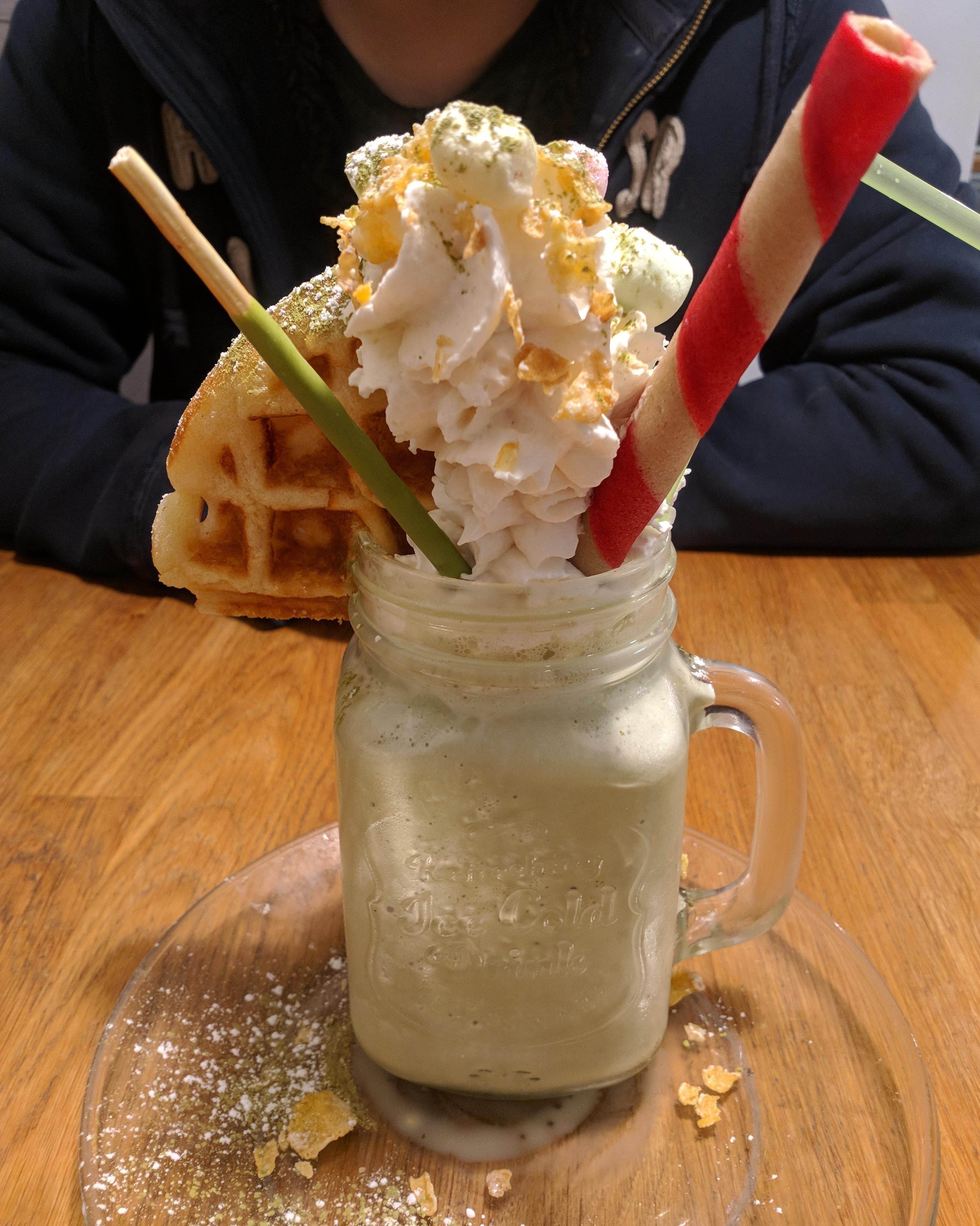 [I Ate] Matcha Waffle milkshake food