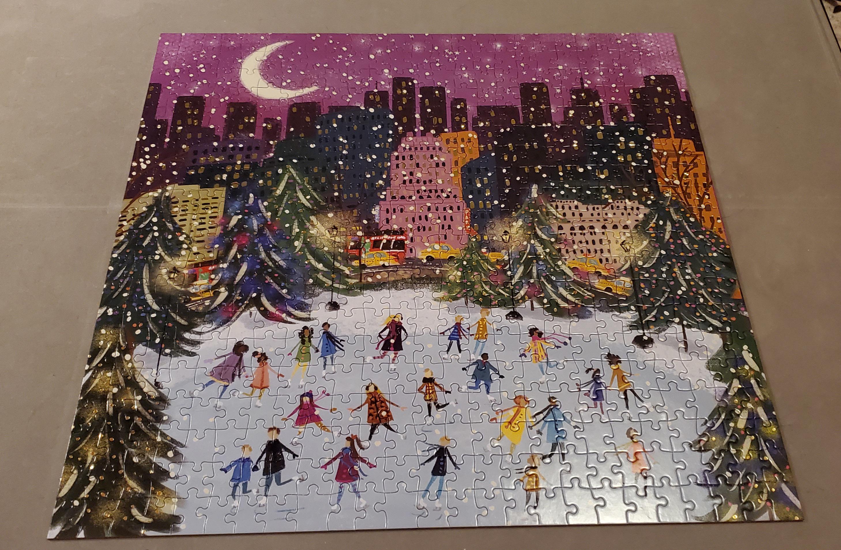 Merry Moonlight Skaters Foiled, 500 Piece, Galison r/Jigsawpuzzles