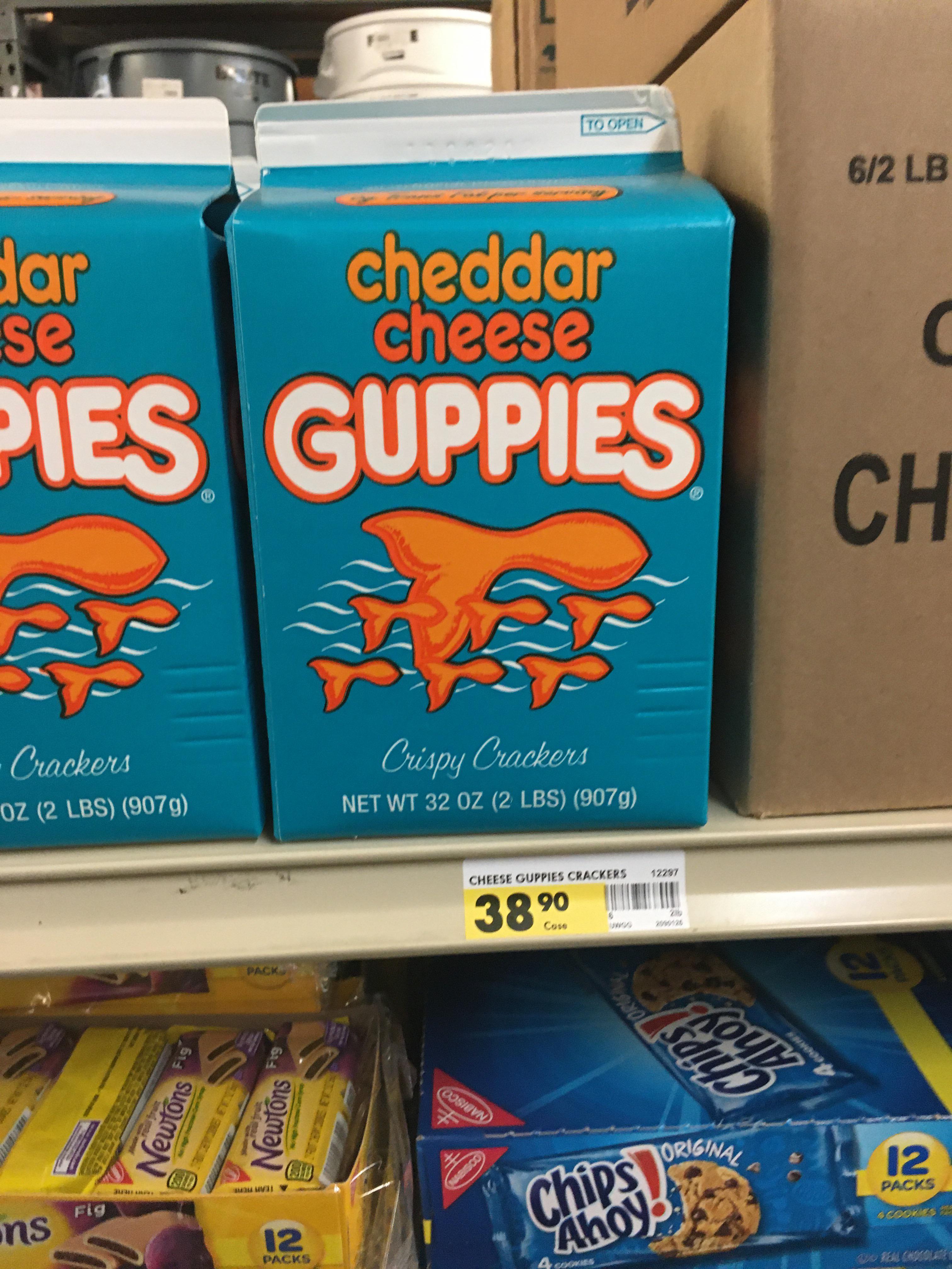 The snack that hates you back, cheddar cheese guppies! r/crappyoffbrands