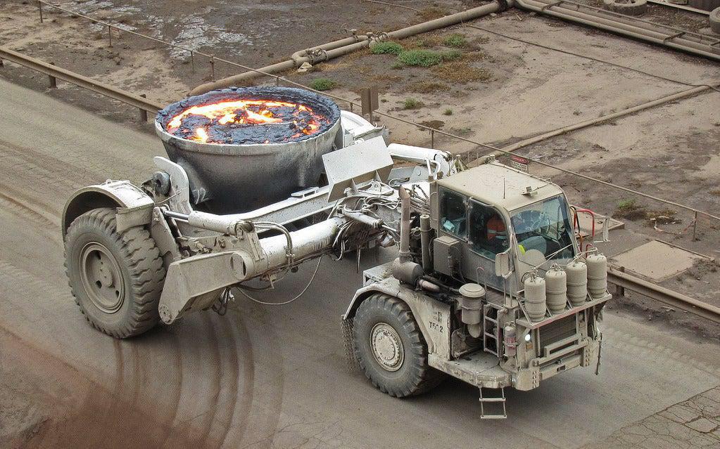 Foundry truck made for transporting molten metals r/interestingasfuck