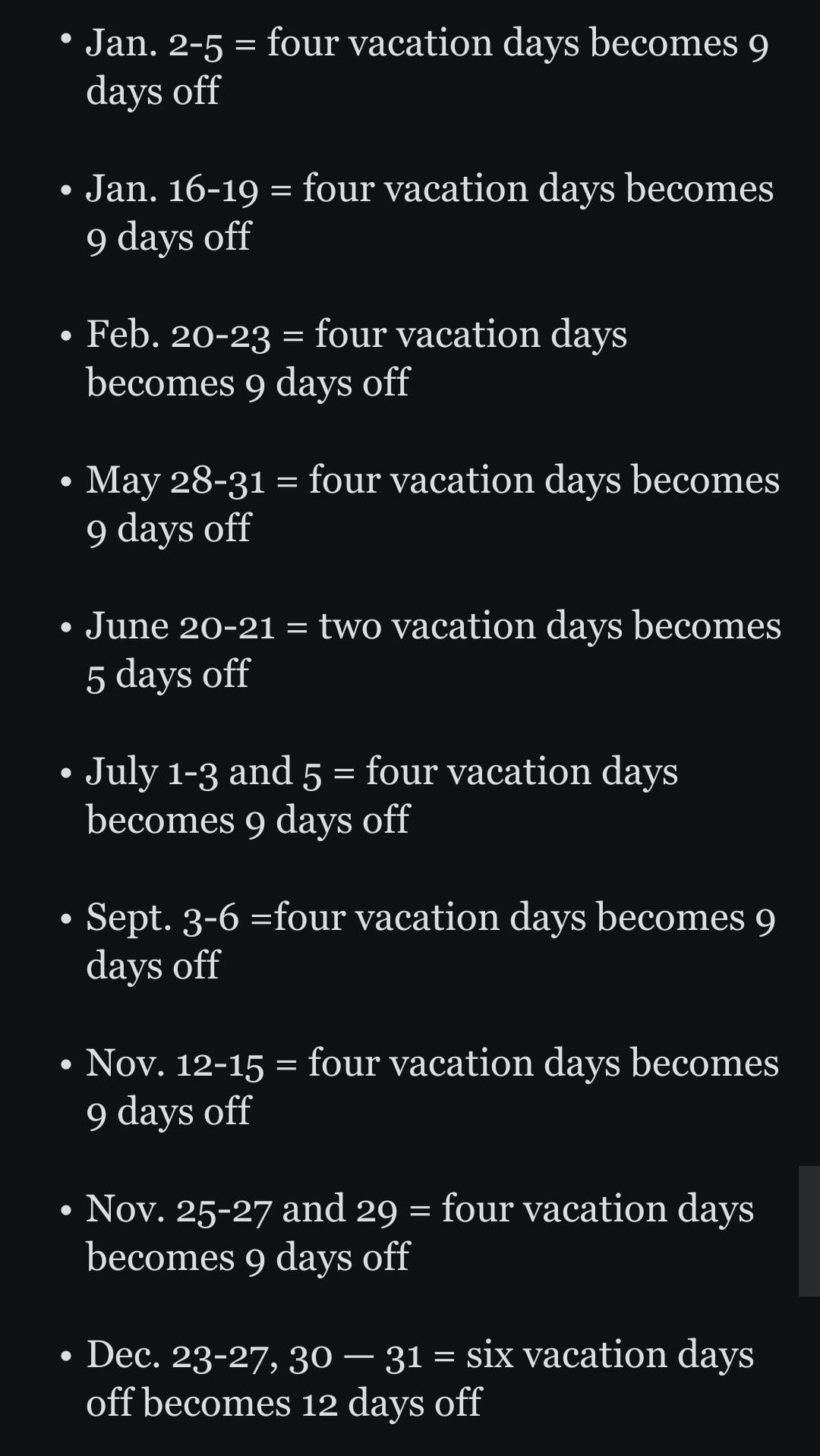 Does anyone have a link to one of those calendars/lists that show you how to maximize your leave for 2025? r/fednews Does anyone have a link to one of those calendars/lists that show you how to maximize your leave for 2025? r/fednews