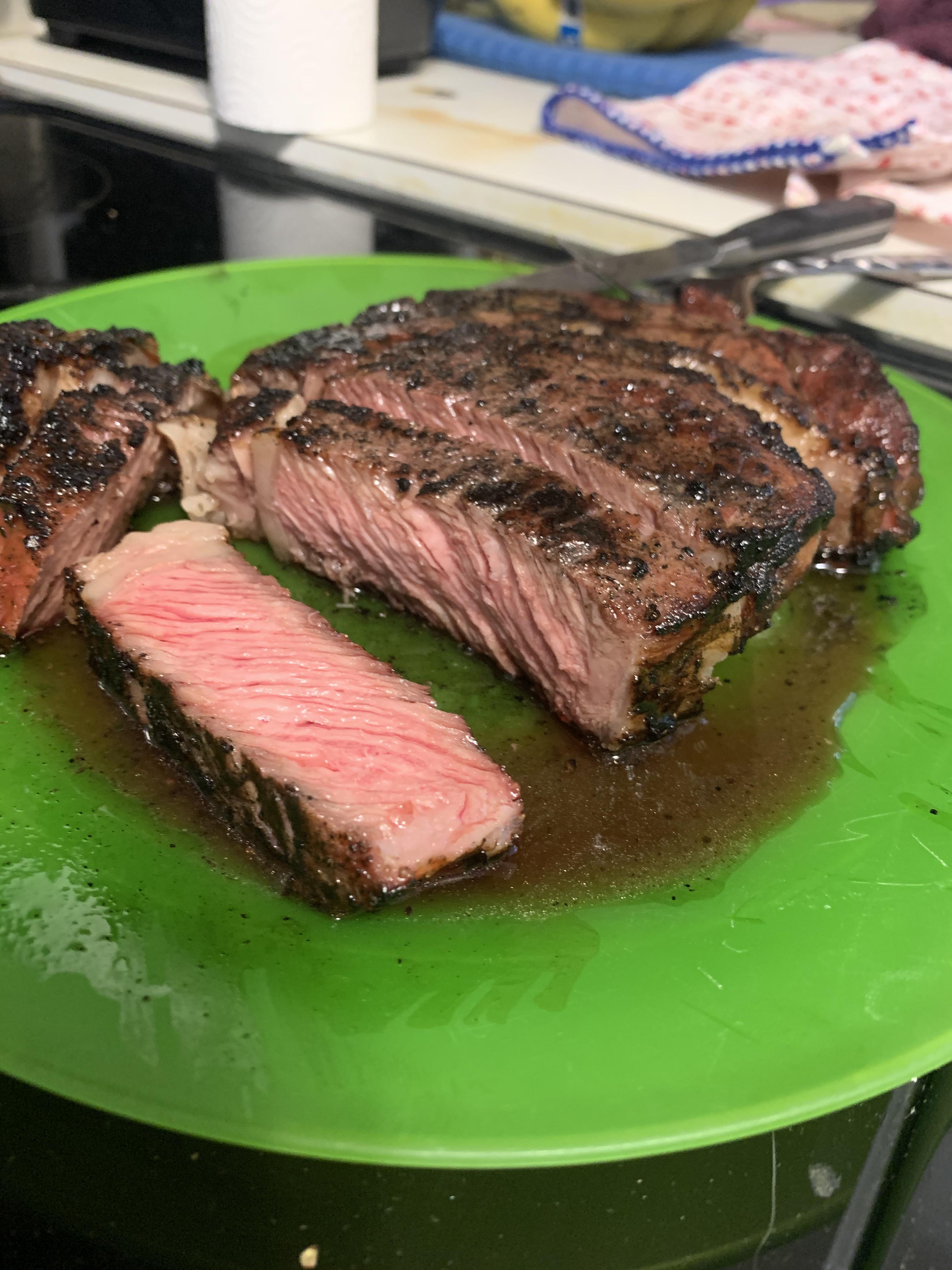 1.25lb ribeye over cherry wood! r/grilling