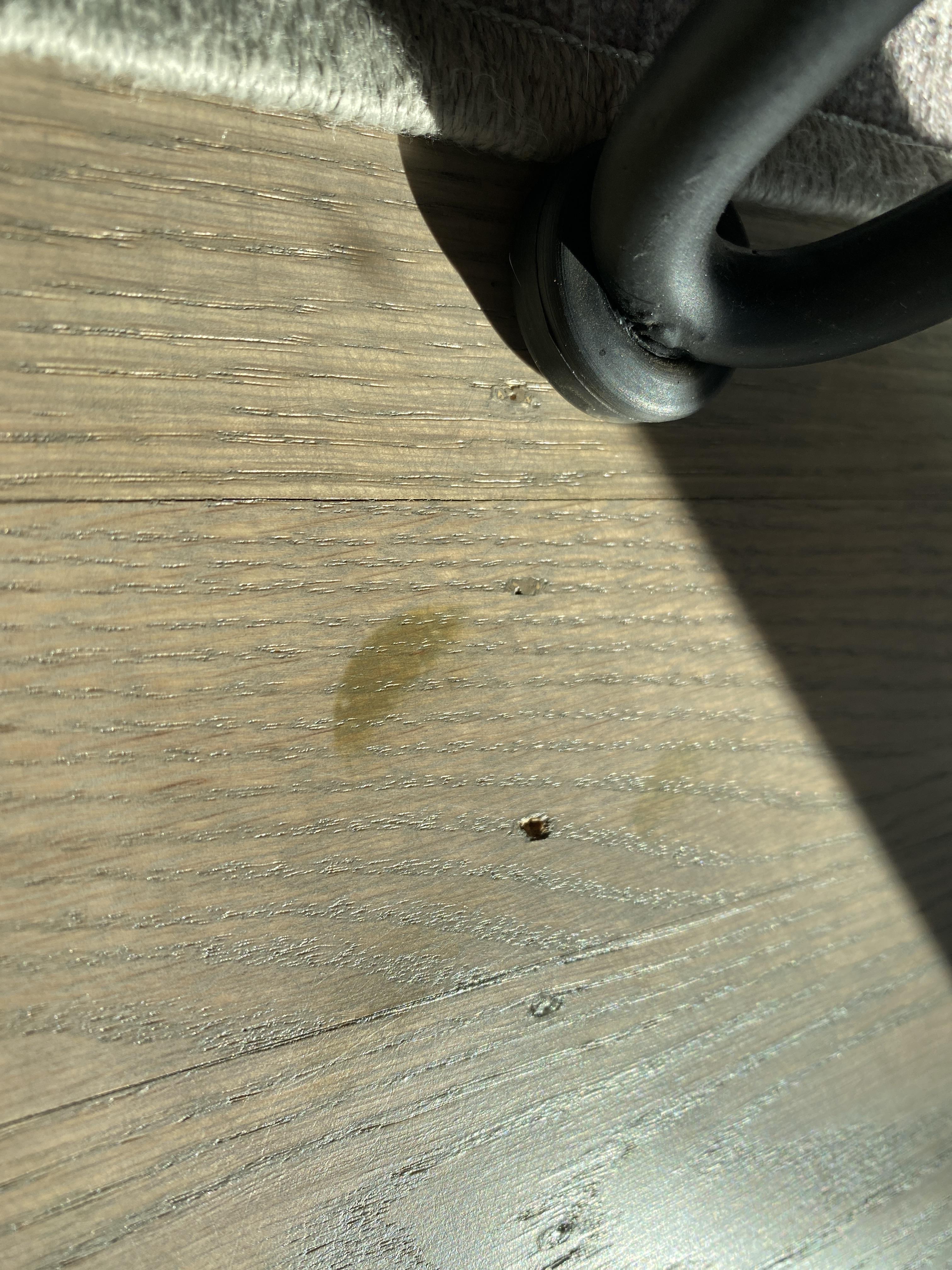 Please help! How can I remove this stain from the chair leg? r