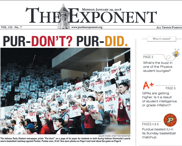 Front Page of the Purdue Exponent Today r/CollegeBasketball