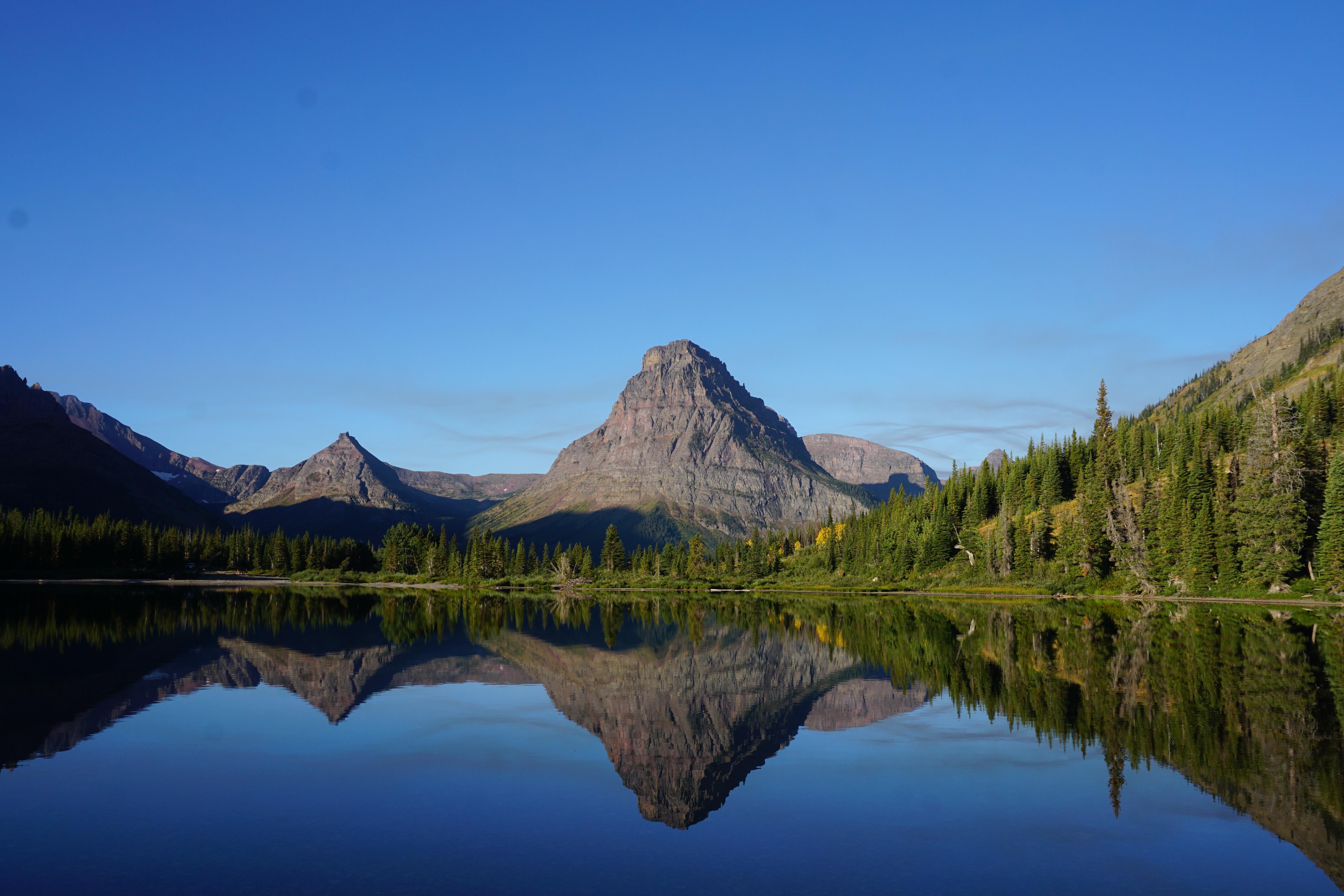 Nice reflection at Two Medicine Lake in Glacier National Park, Montana