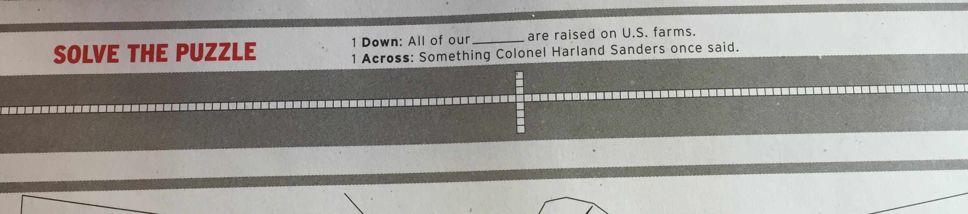 Hardest crossword puzzle I've come across on a KFC tray liner r