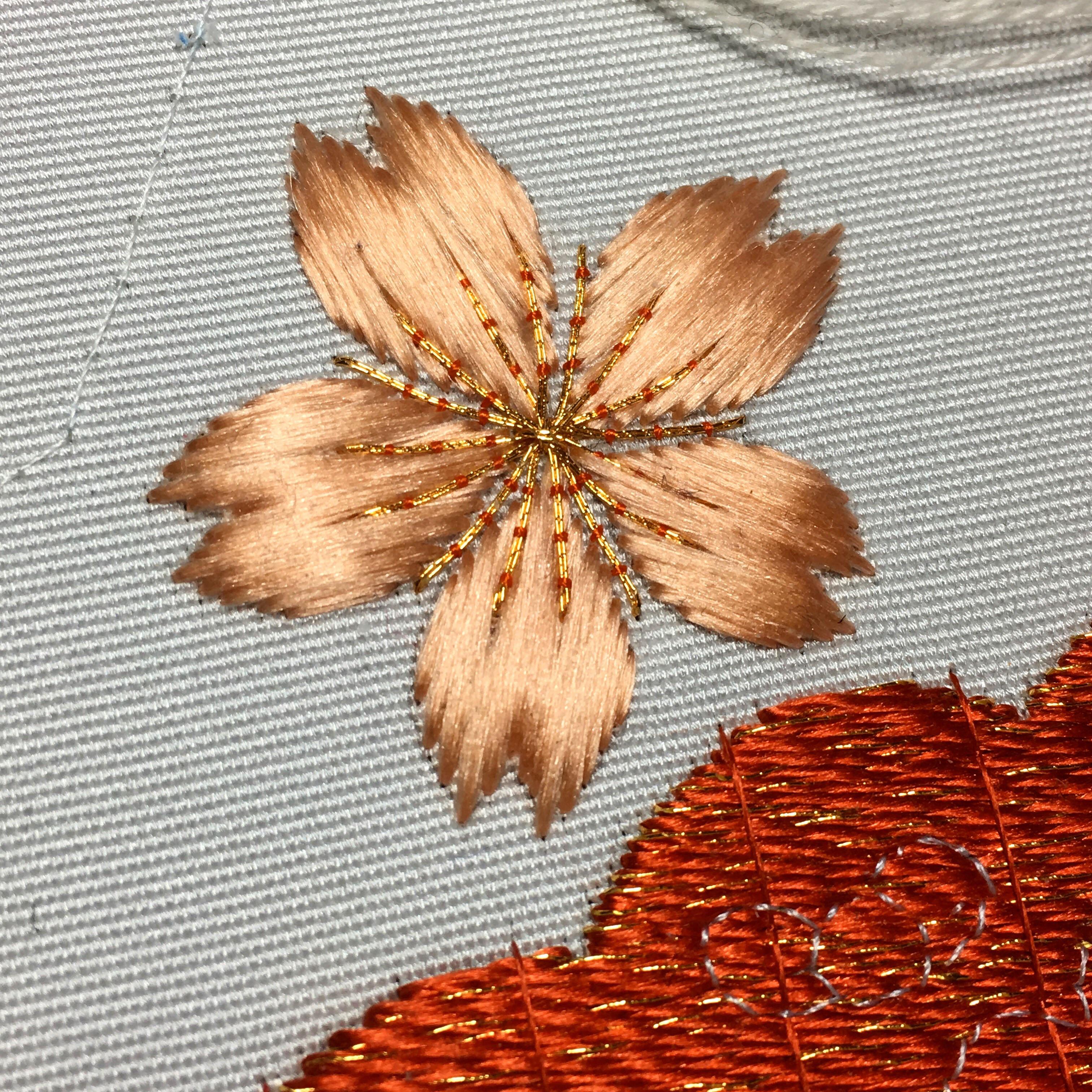 Japanese Embroidery Sakura flower in progress r/Embroidery