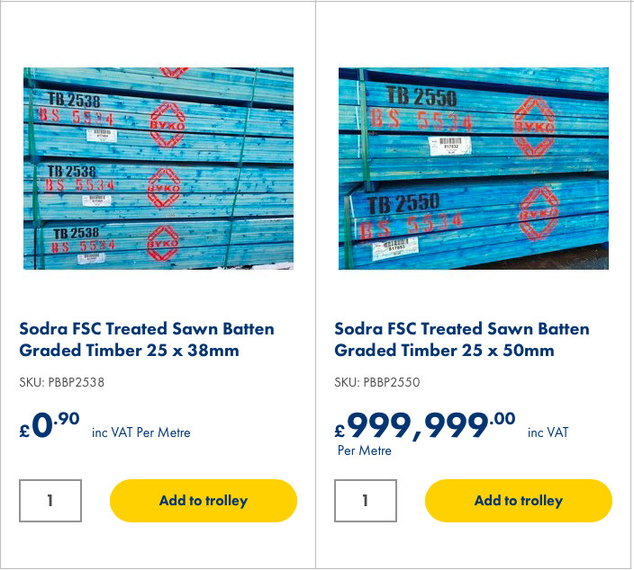 Now I know timber is going up in price but this is just silly! r