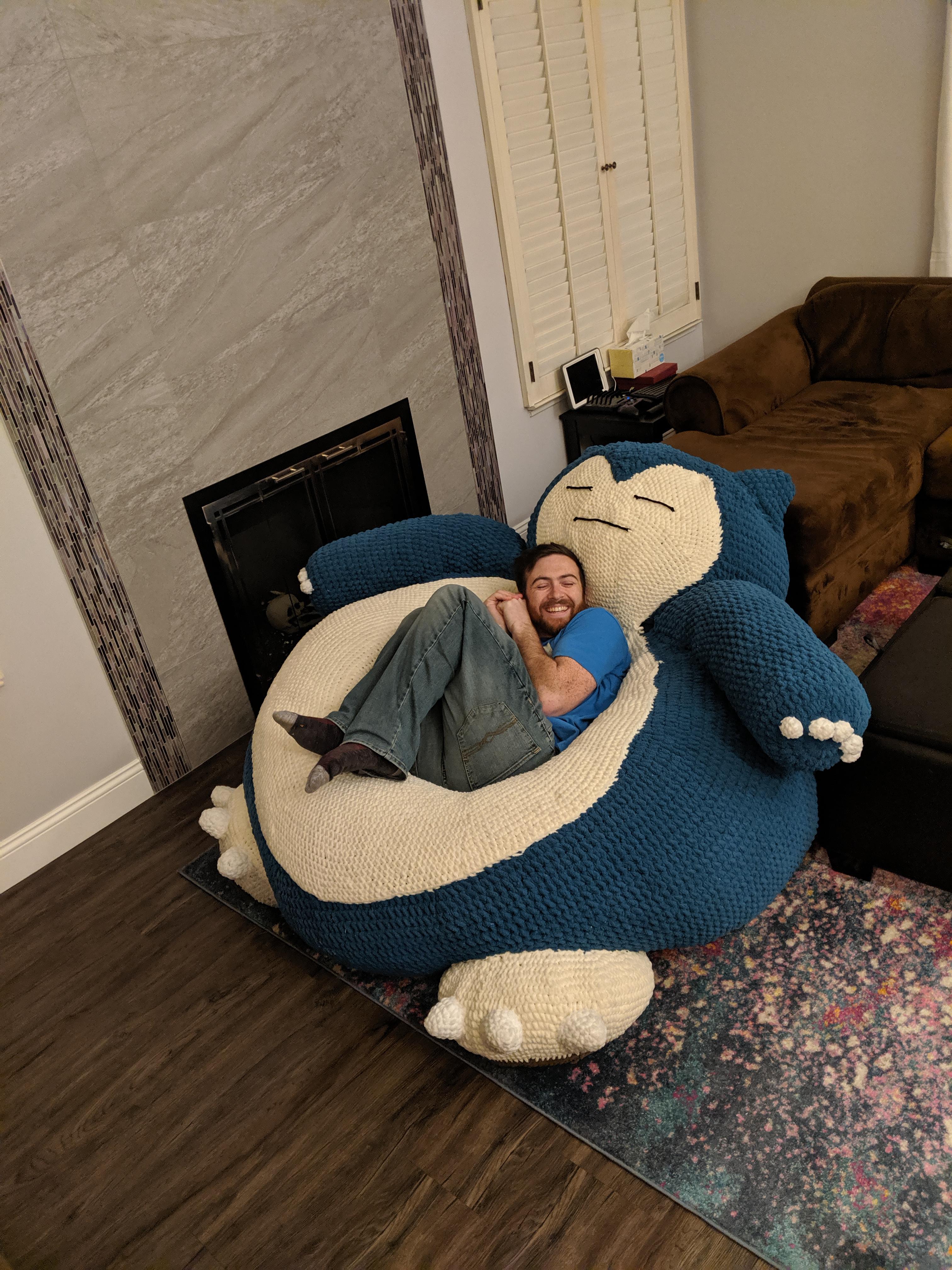 So, my friend made lifesize Snorlax for my husband... r/pics