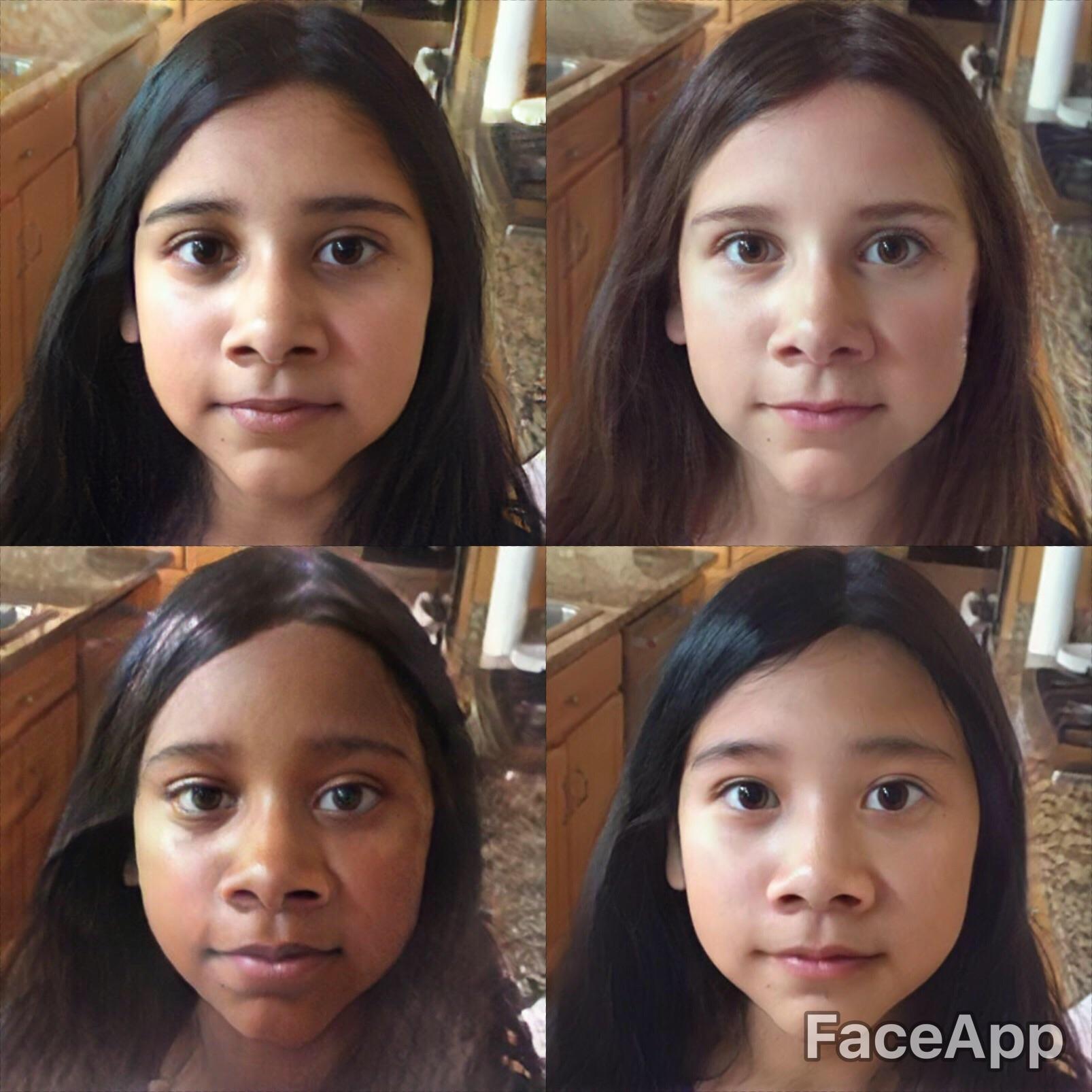 My sister through the four ethnicity filters! r/FaceApp