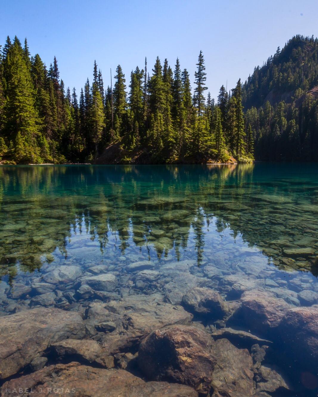 This bluegreen water is not only crystal clear but bone numbingly cold