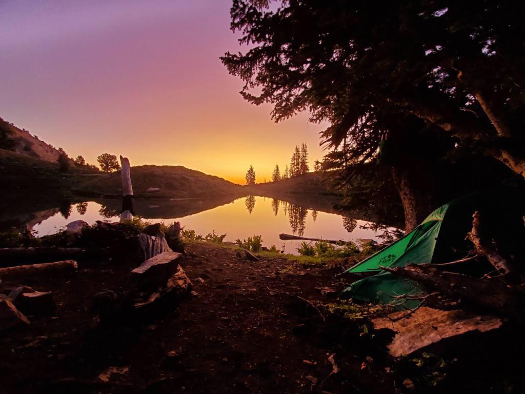 Campsite from this past weekend at sunrise, South Willow Lake, Tooele
