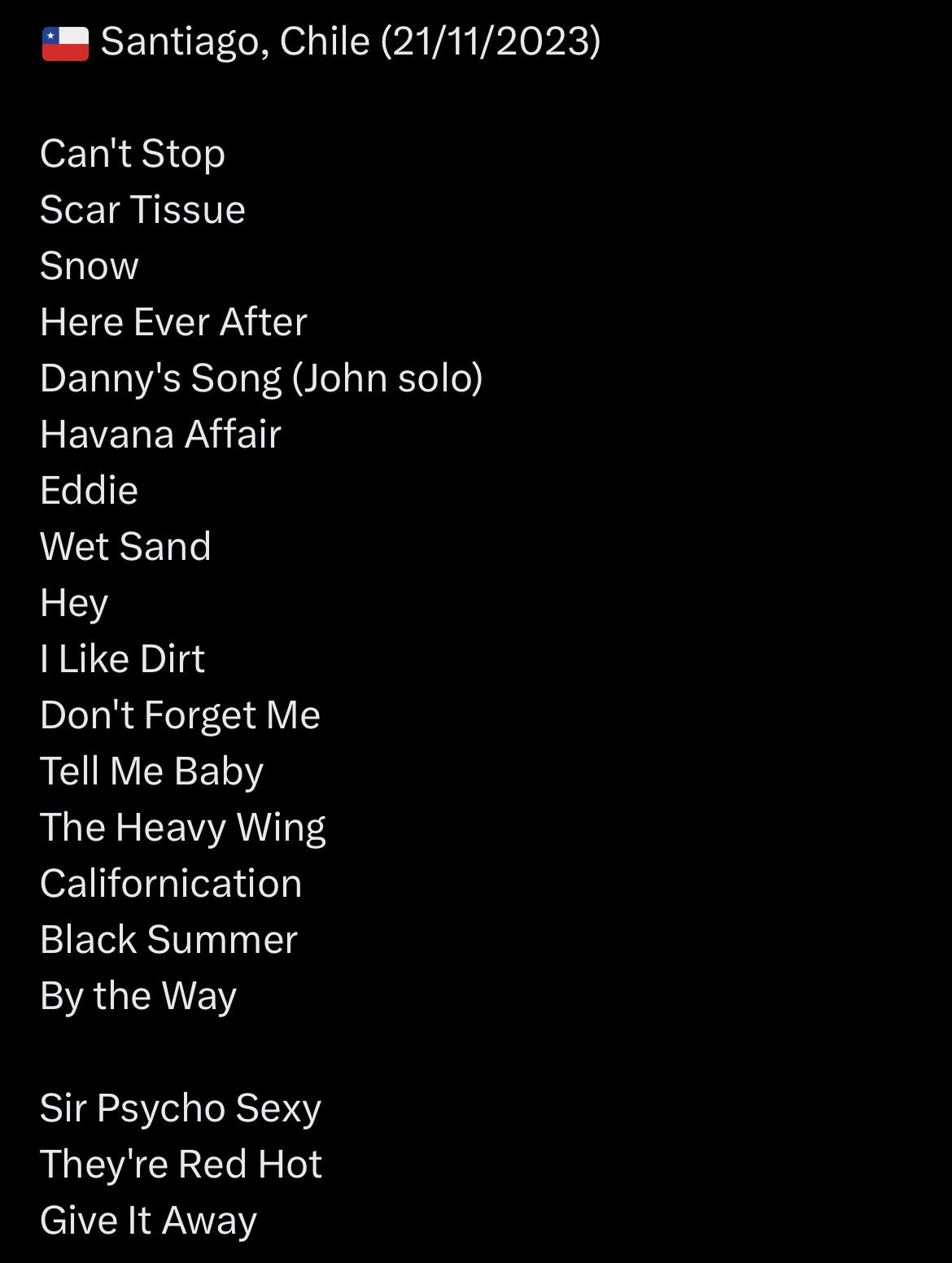 Greatest setlist of the tour so far? r/RedHotChiliPeppers
