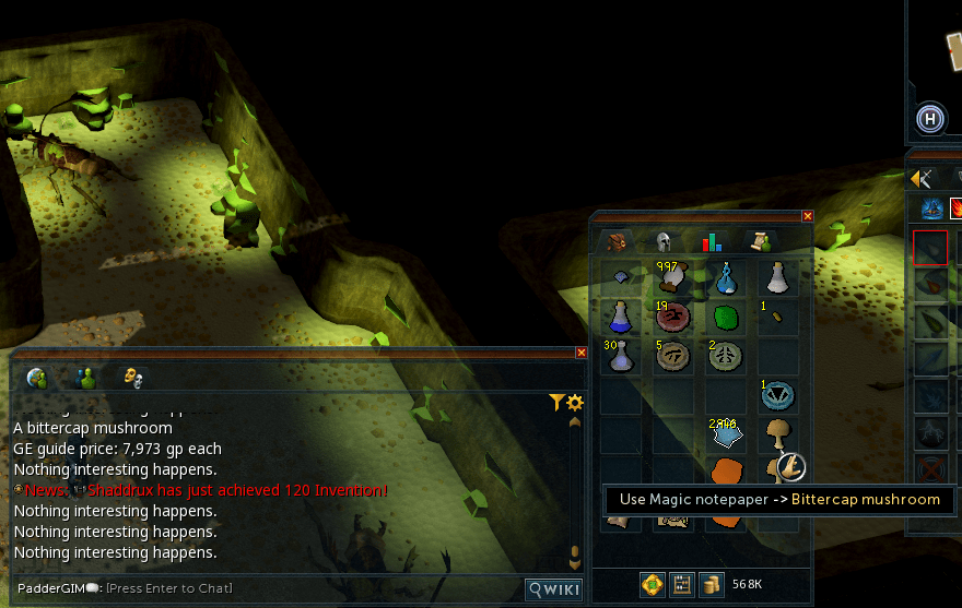 You can't use Magic notepaper on Bittercap nushroom, since the new