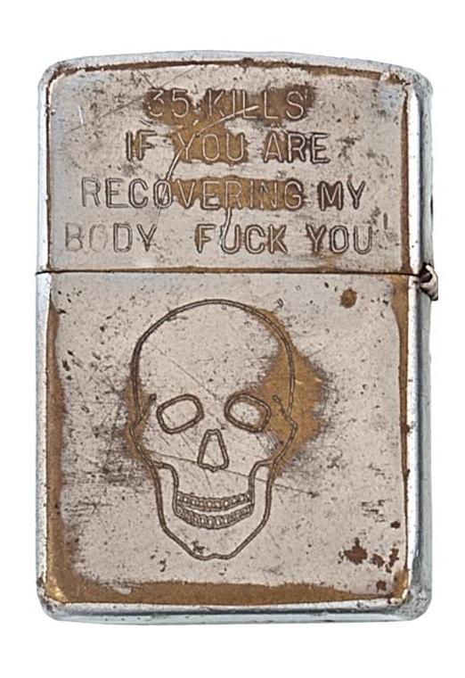 Vietnam soldier's Zippo lighter, c.1970 "35 KILLS IF YOU ARE RECOVERING
