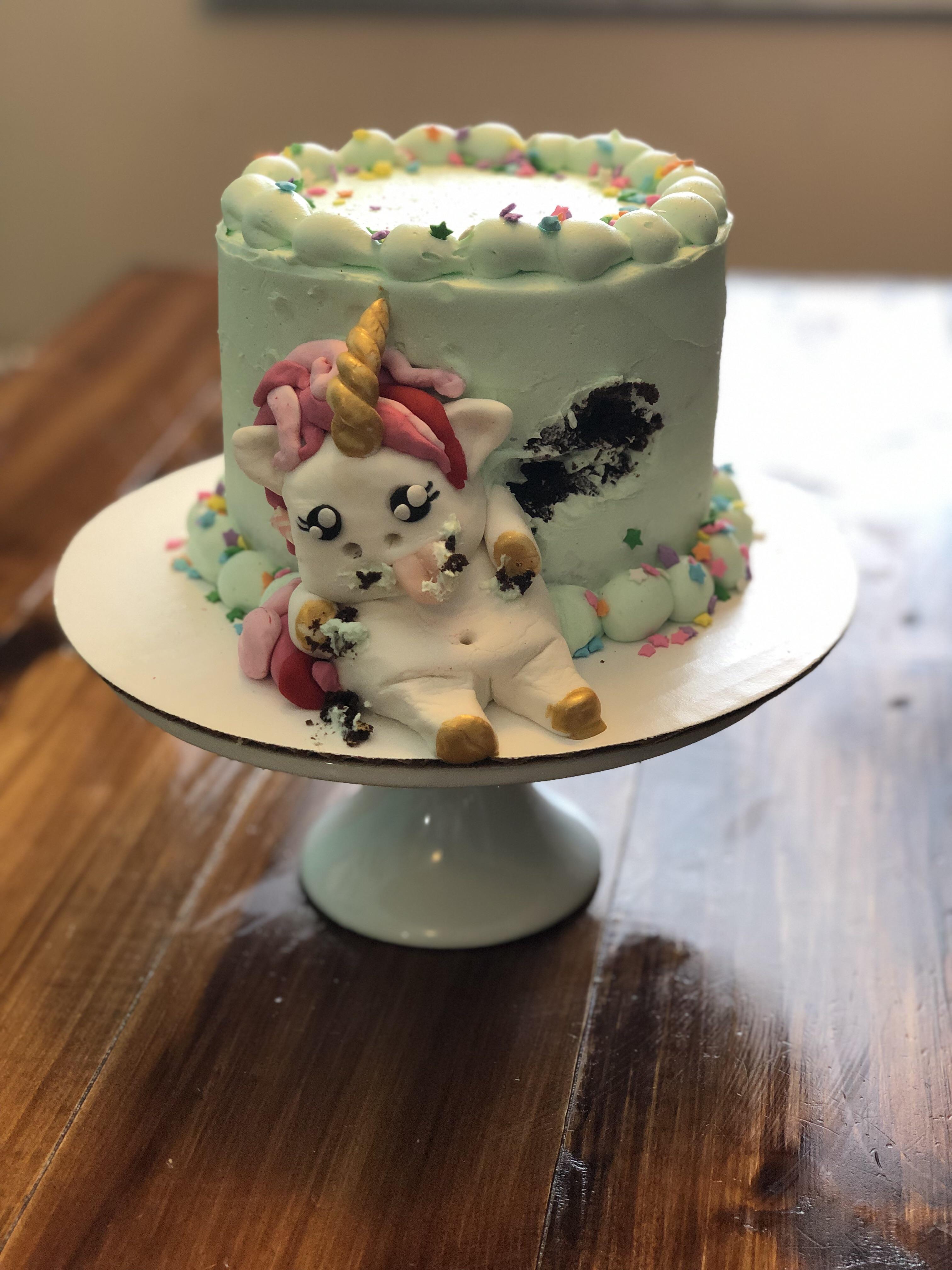 Finally tried my hand at a unicorn eating cakecake! CAKEWIN