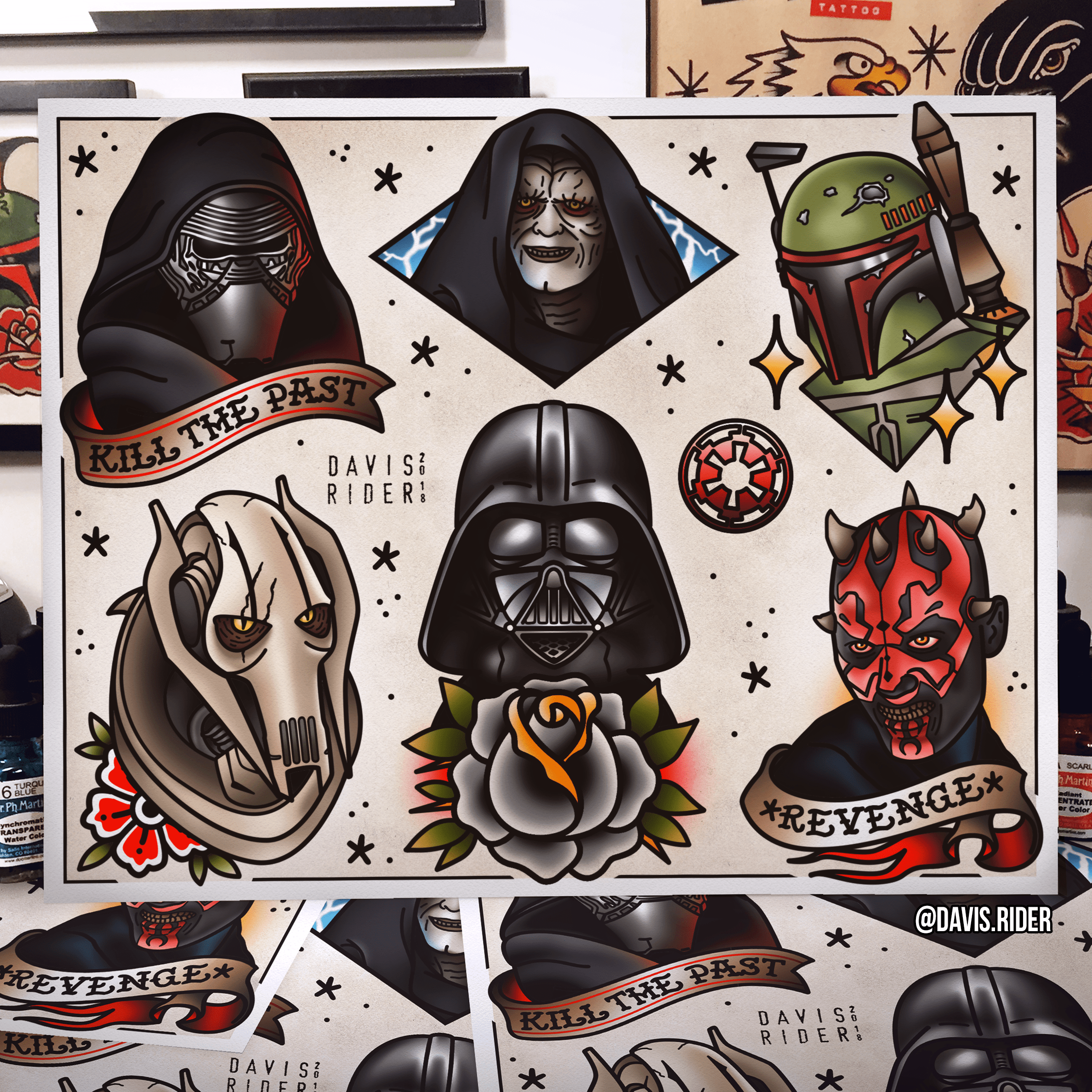 Sheet of DARK SIDE tattoo designs I made! I thought you all might enjoy