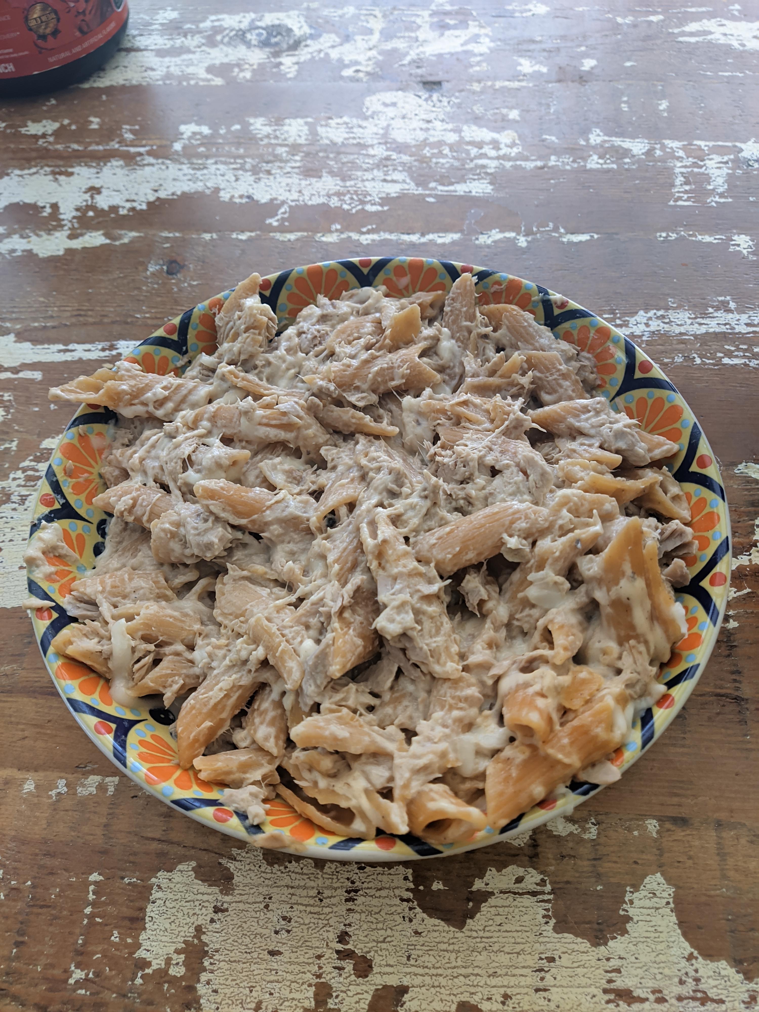 red lentil pasta with canned tuna and jarred Alfredo r/badfoodporn