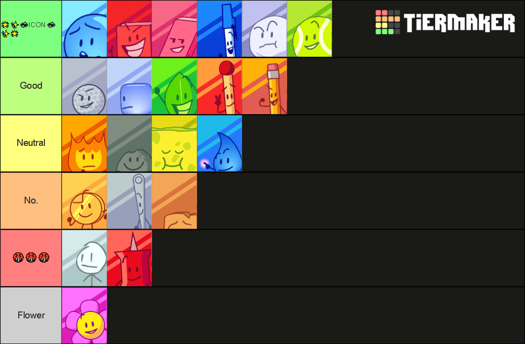 bfdi tier list BattleForDreamIsland