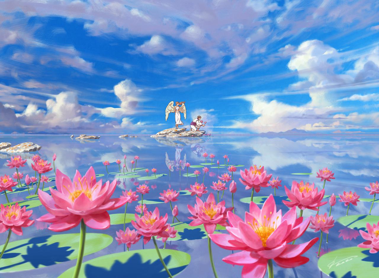 Here's my painting for Carpet of Flowers! Playmats available now with