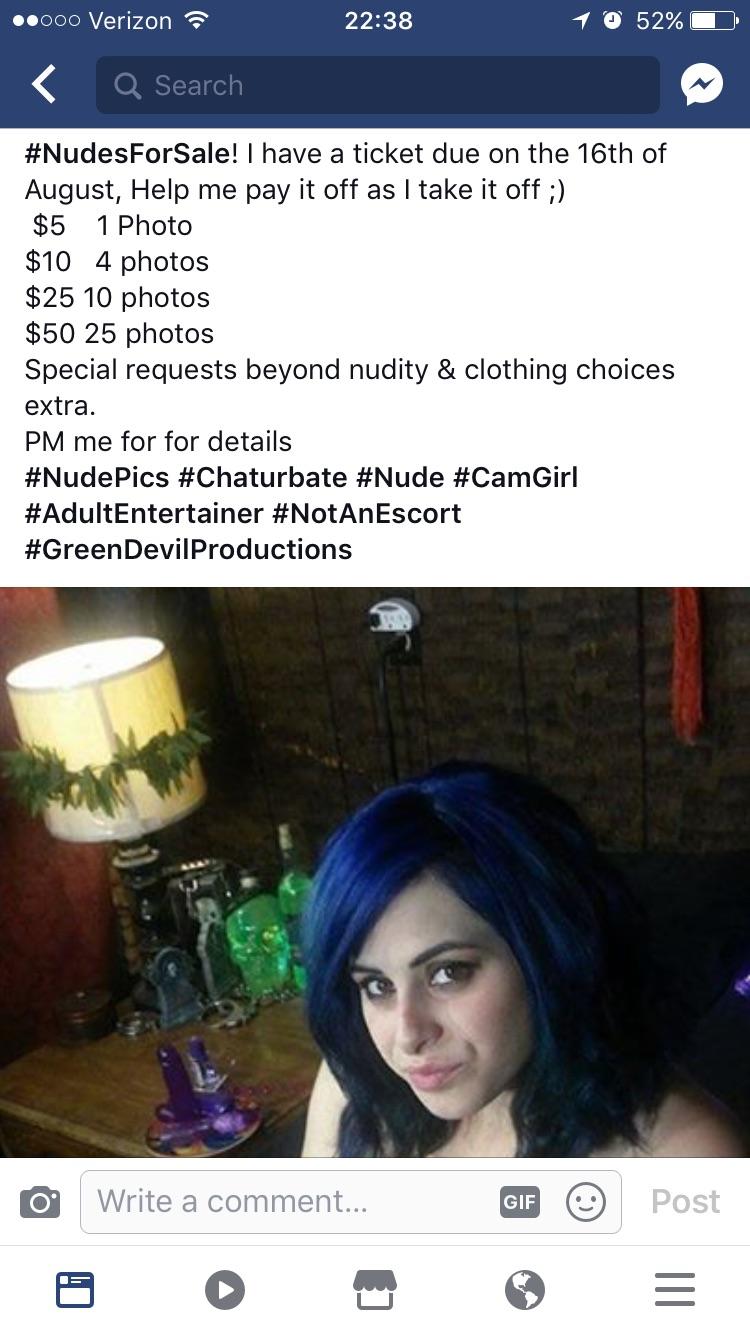 Selling nudes on facebook : trashy