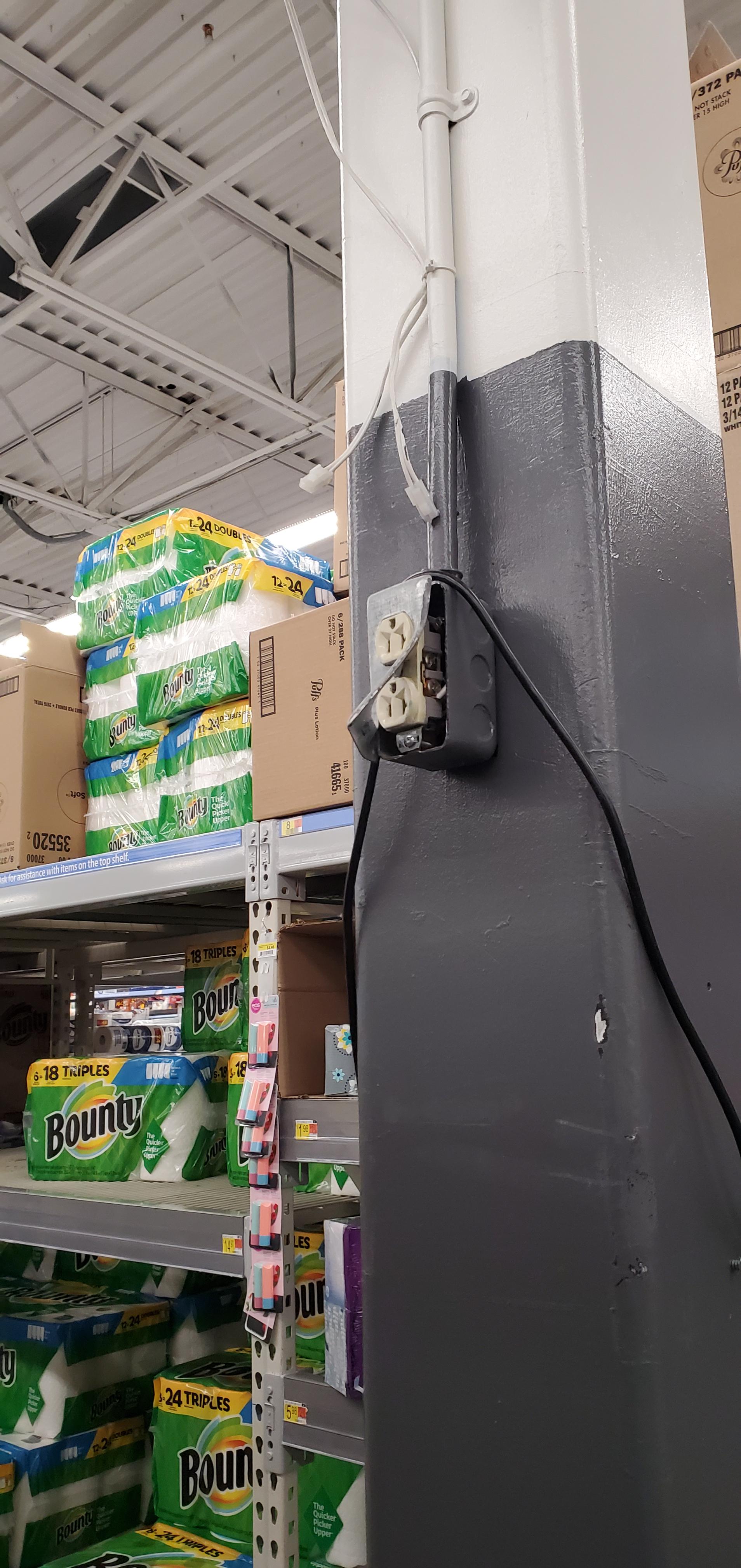 This electrical outlet on a Walmart pillar. r/OSHA