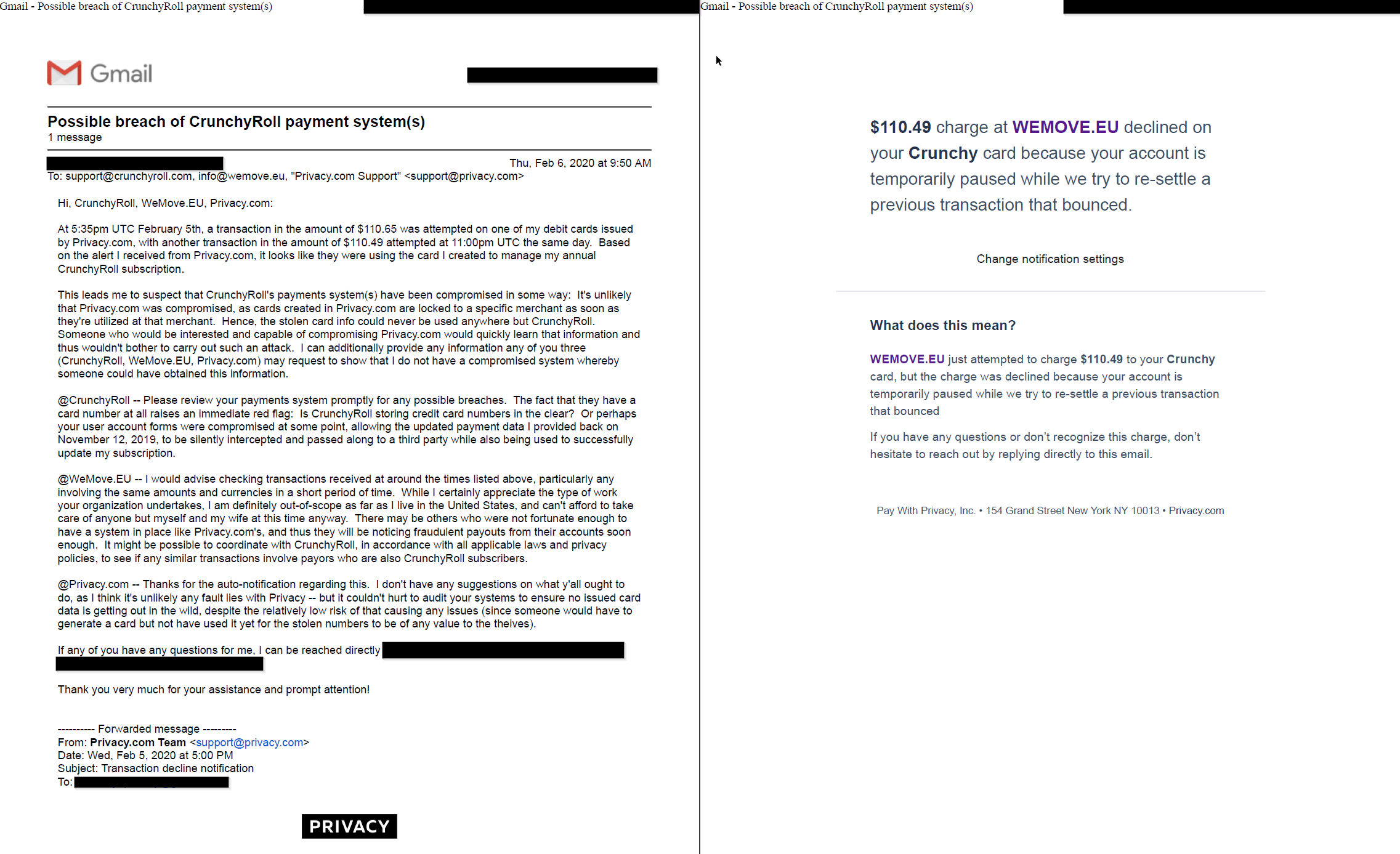 PSA Monitor the card(s) you use to pay your CrunchyRoll subscription