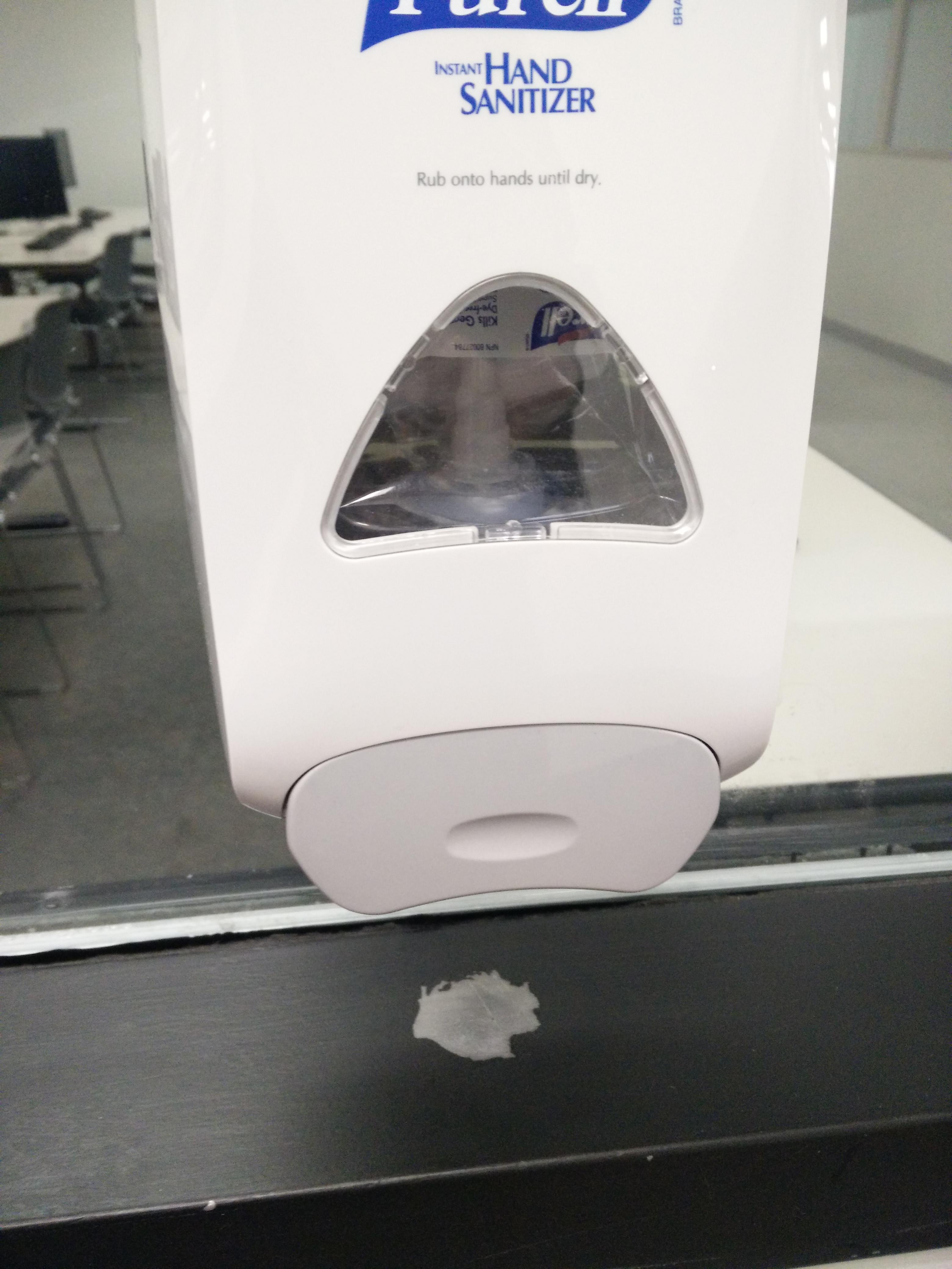 Residue from this hand sanitizer ate away the paint on the ledge r