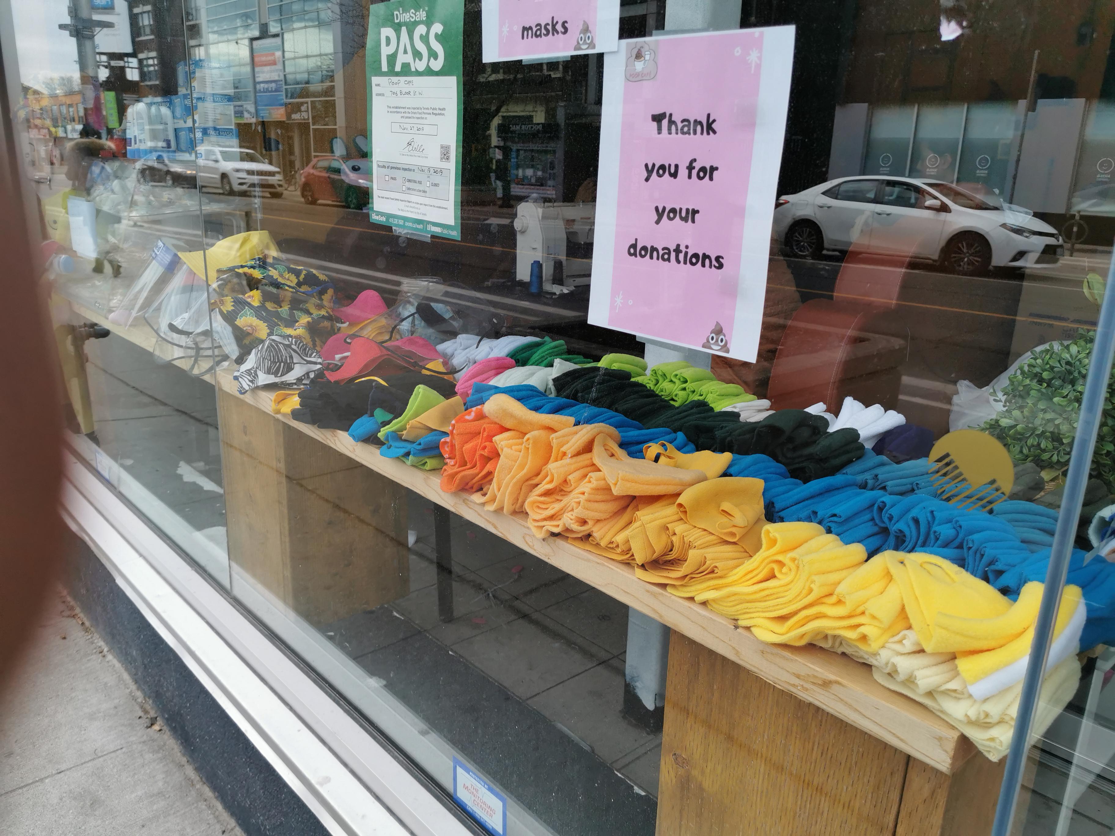 Poop Cafe has turned their retail store into a mask sewing factory