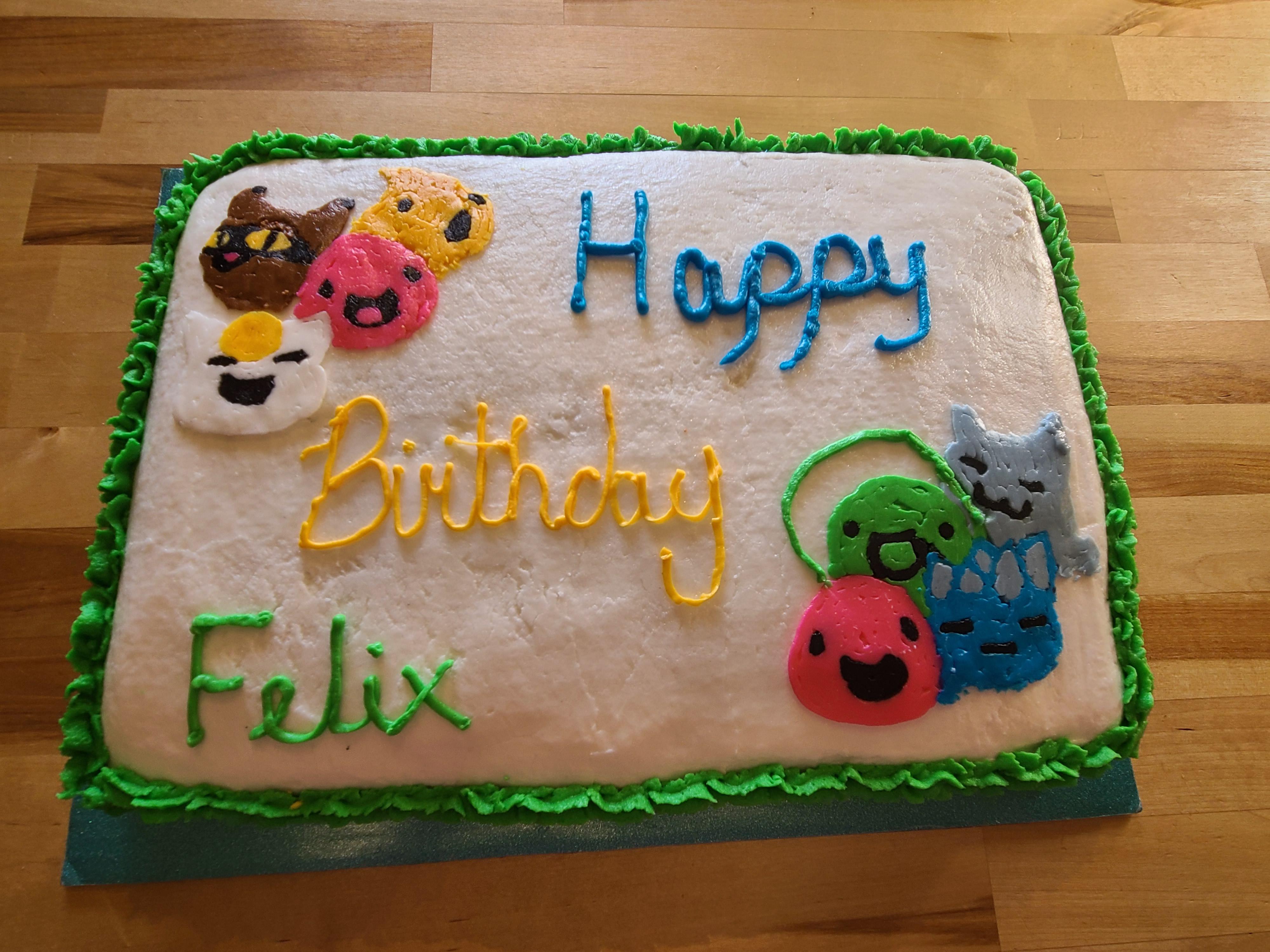 Not the best at cake decorating but my son's new favorite game is slime