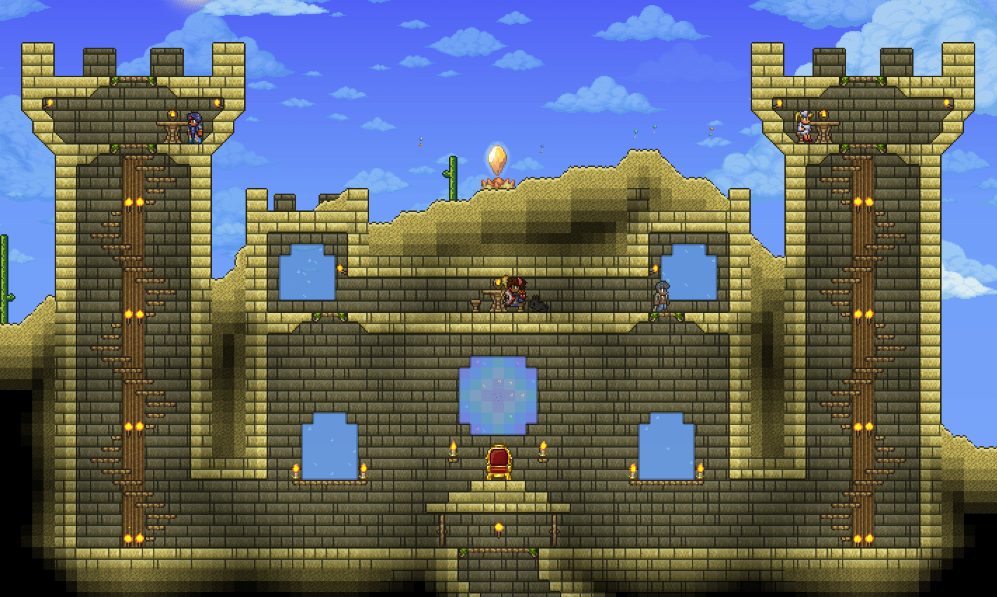 I decided to make a buried sand castle for the desert NPCs r/Terraria