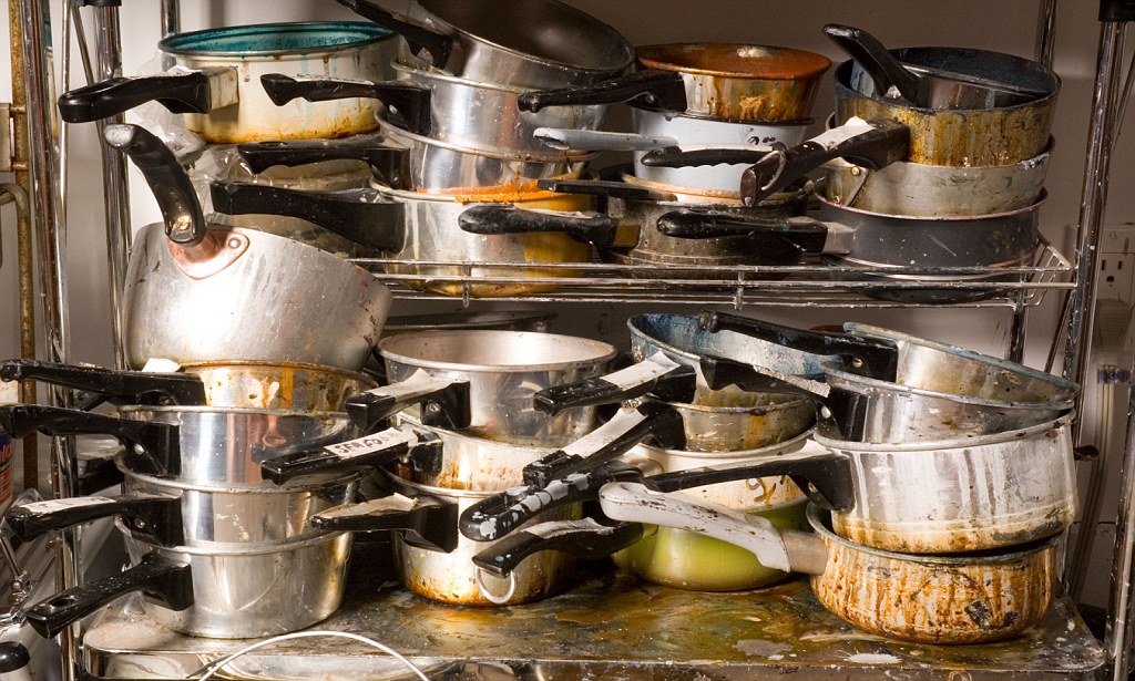 I show up to work and find that every pot, pan, whisk & hotel pan is