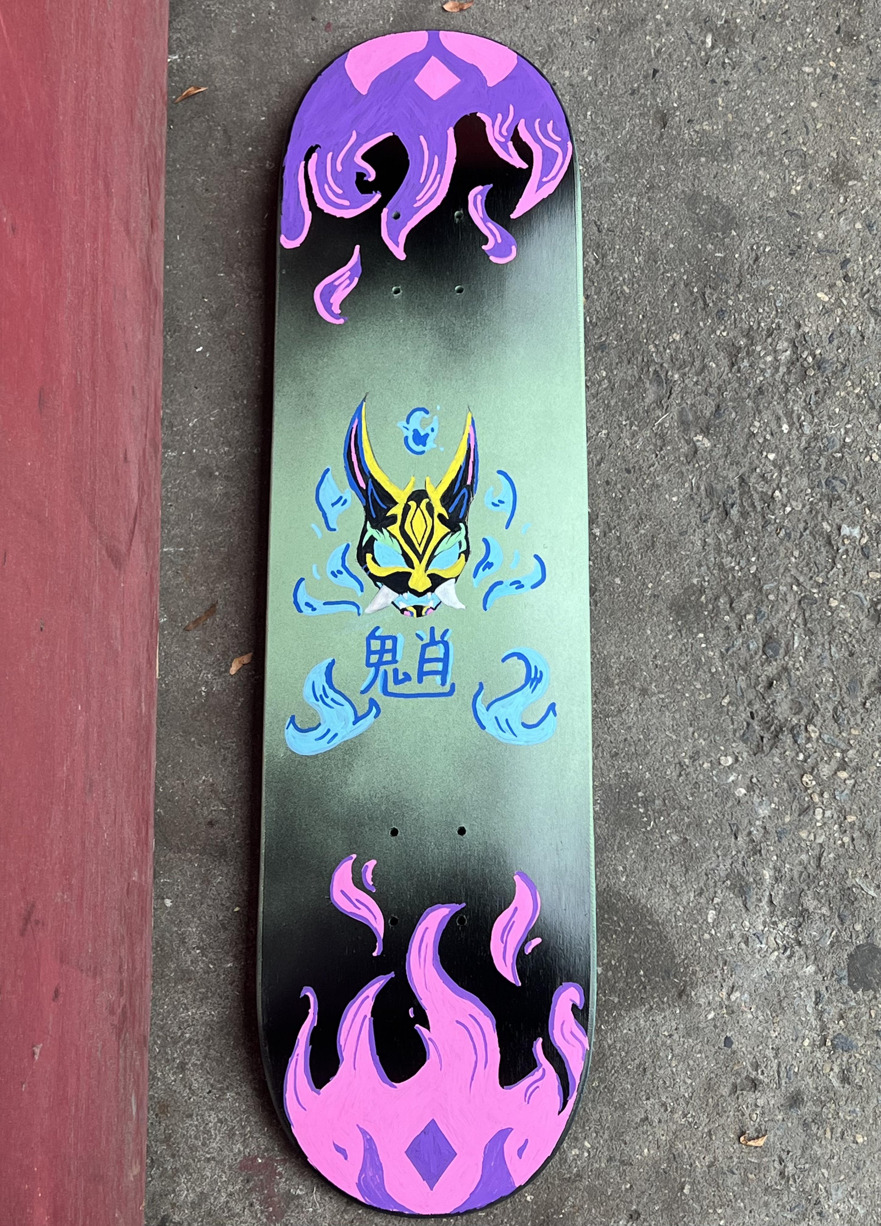 I made a xiaothemed skateboard Genshin_Impact