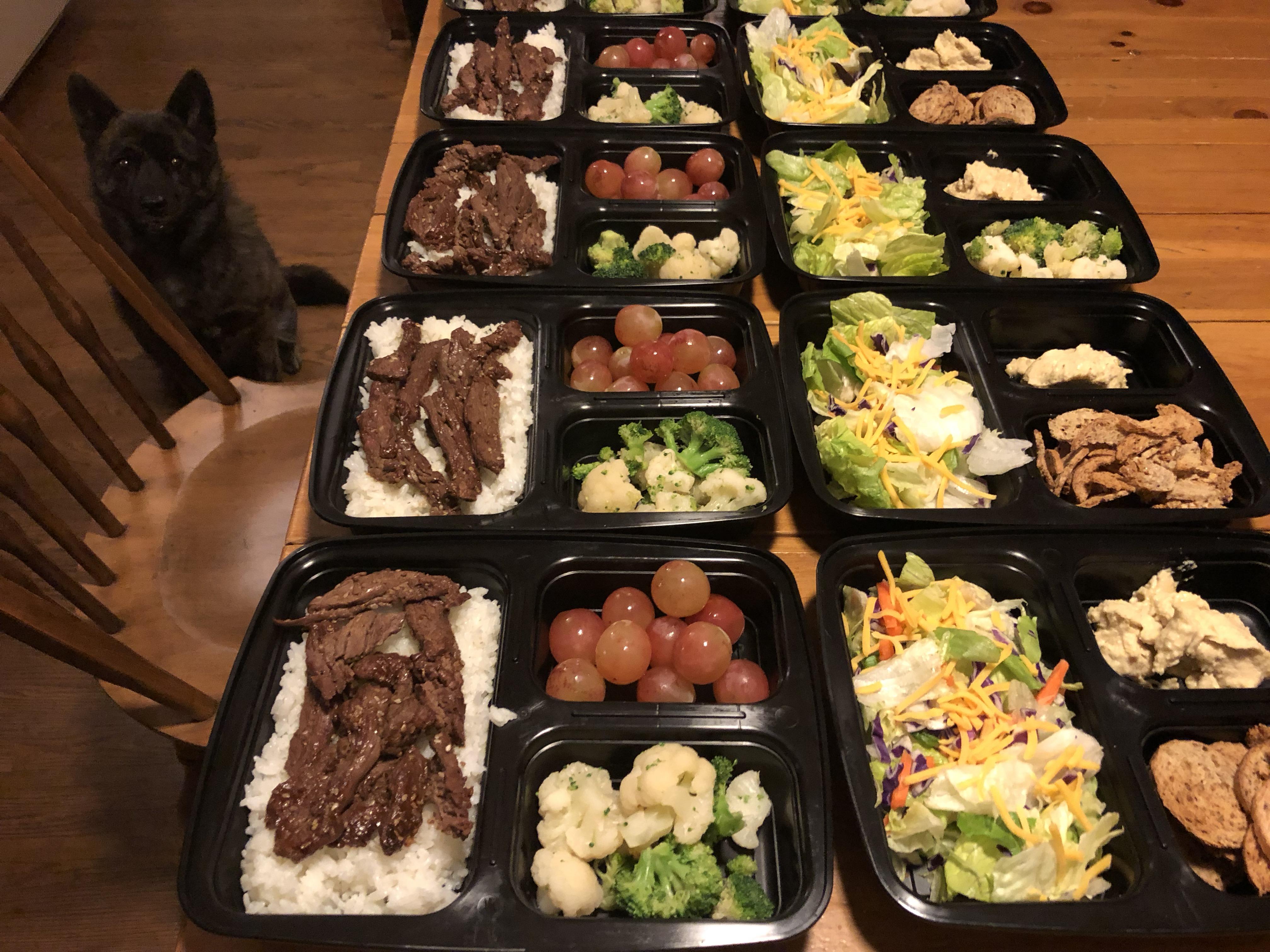 Some late night meal prep! First attempt, first post. Mika wouldn’t
