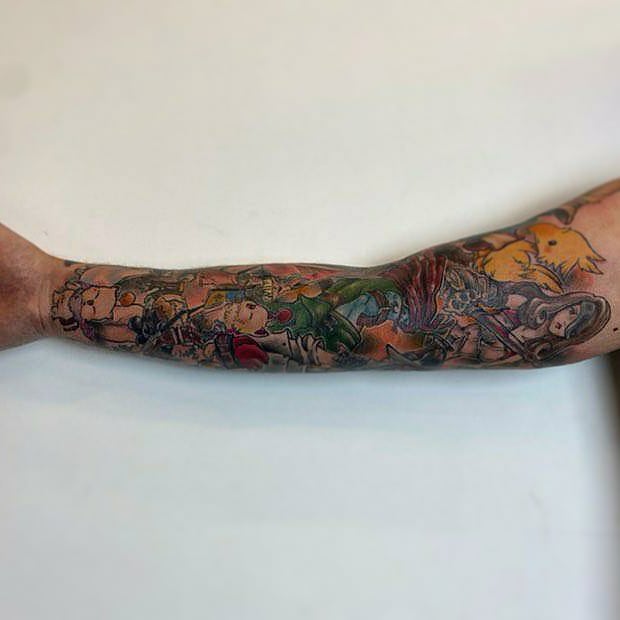 Kawaii style dango and sakura tattoo to represent the anime 'Clannad