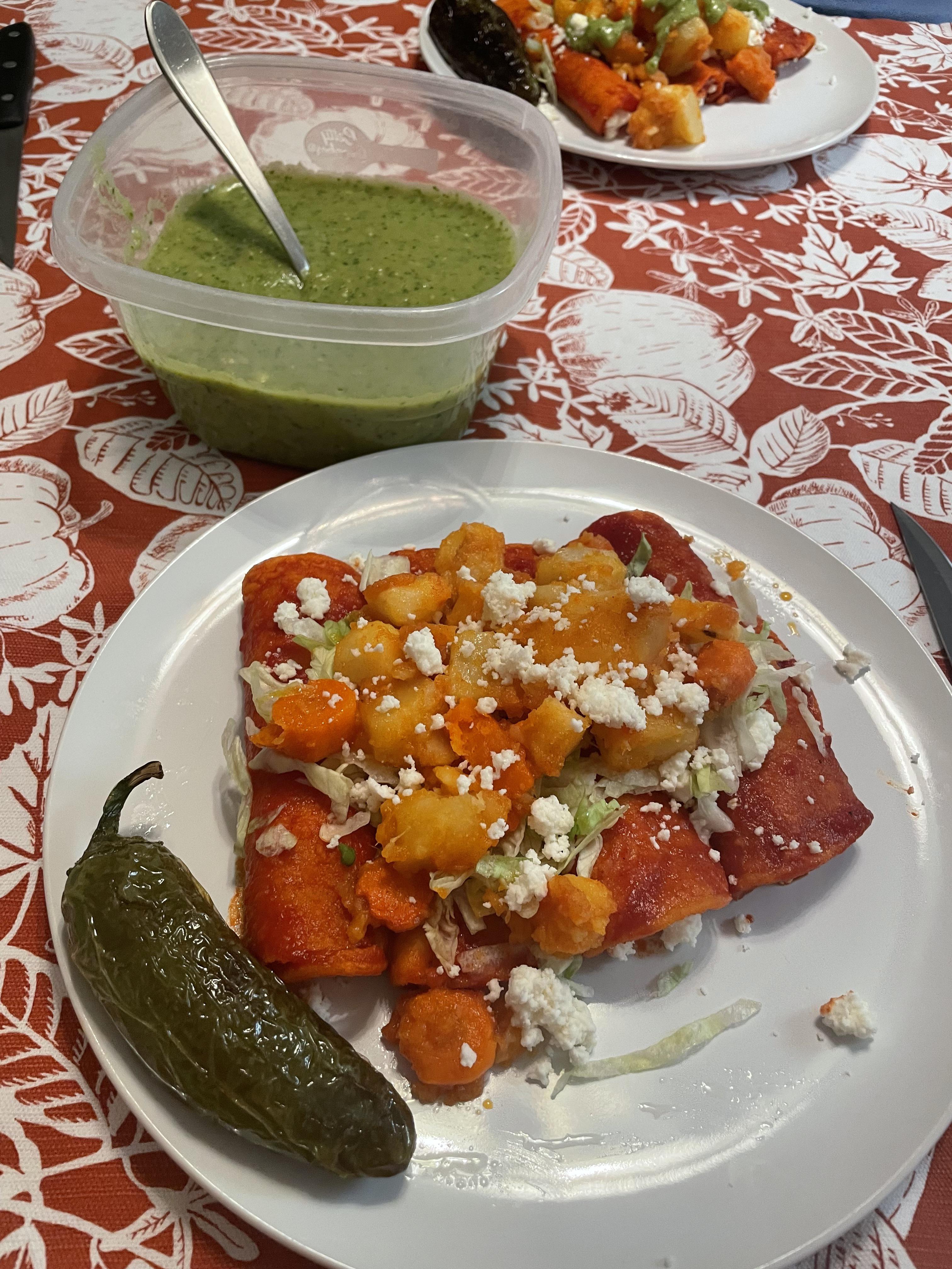 Made my husband some enchiladas for dinner. Enchiladas Monterrey Style ⛰ r/mexicanfood