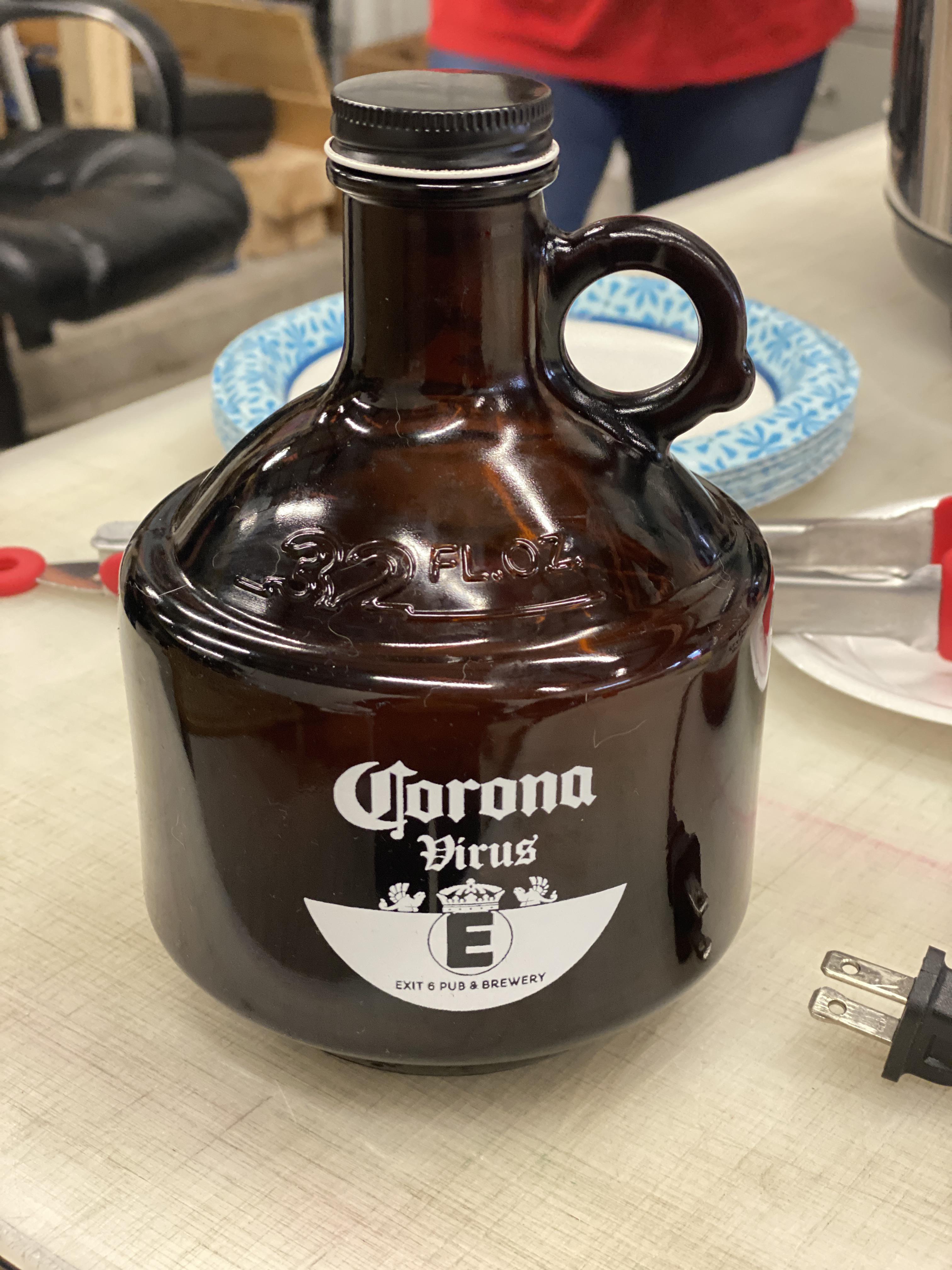 These Corona Virus beer growlers from a local brewery r/mildlyinteresting