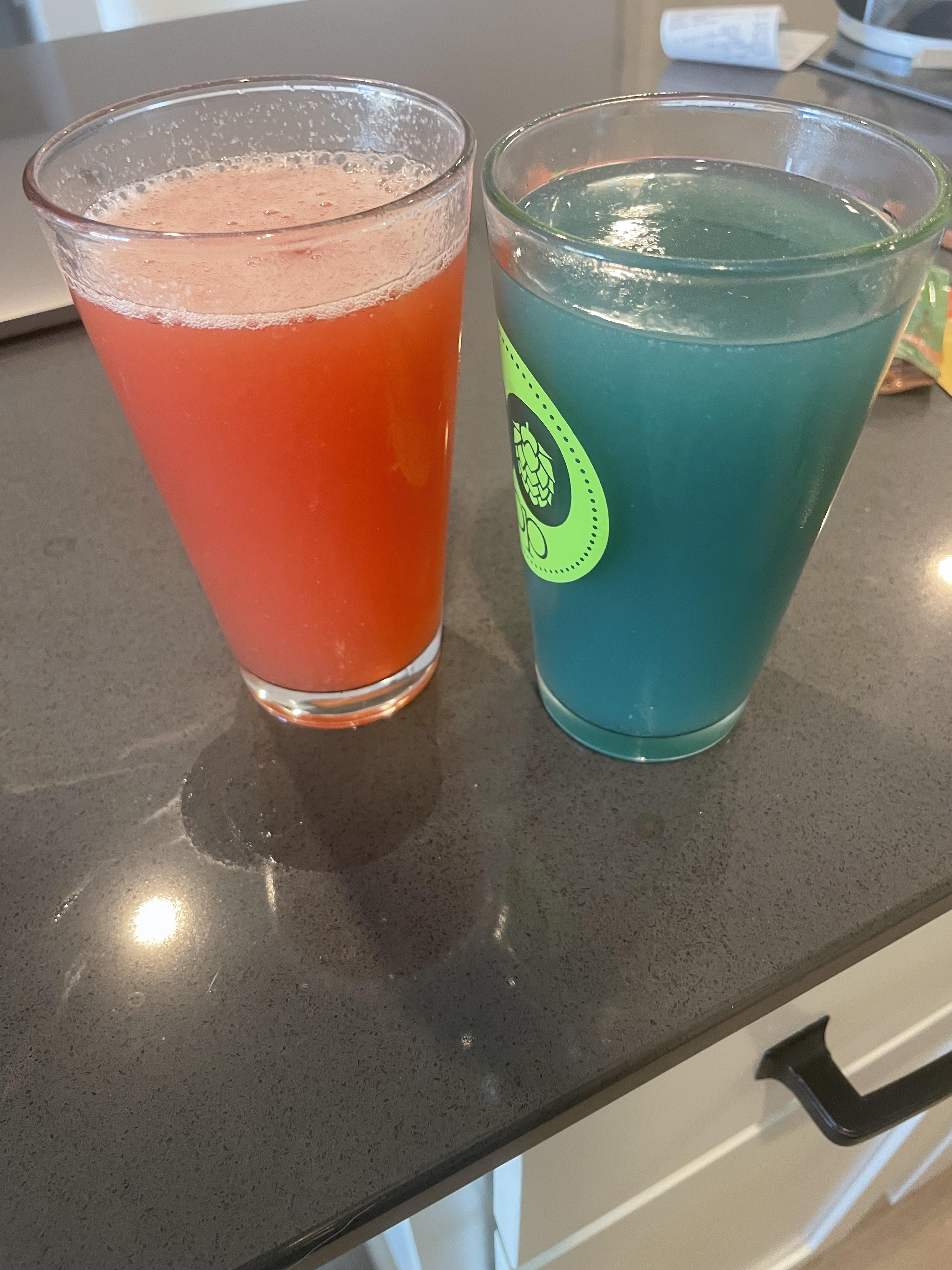 Ginger Raspberry Lemon and Ginger lemon with Blue Spirulina r/Kombucha