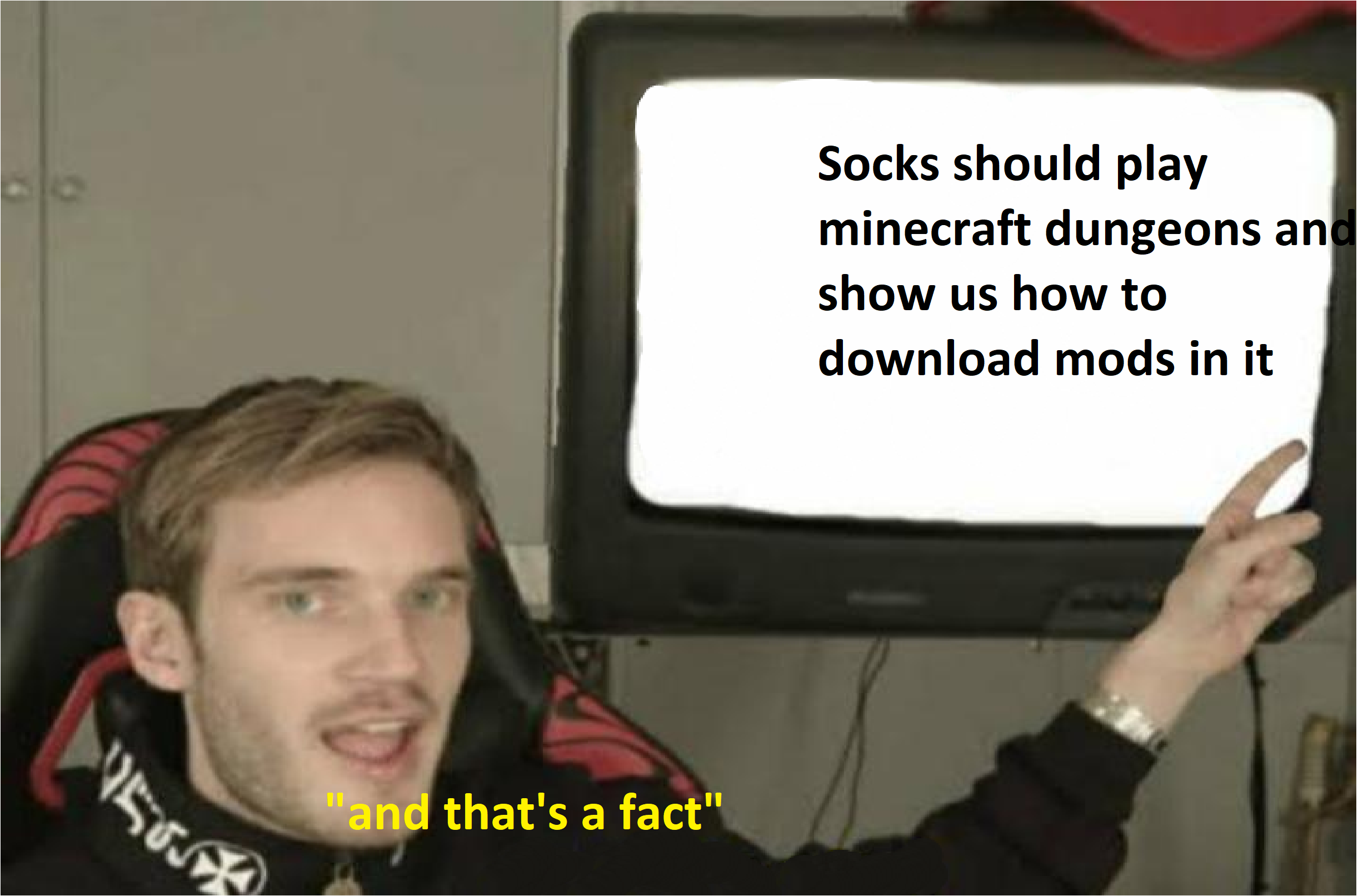 Socks please play minecraft dungeons and somehow get mods in it r