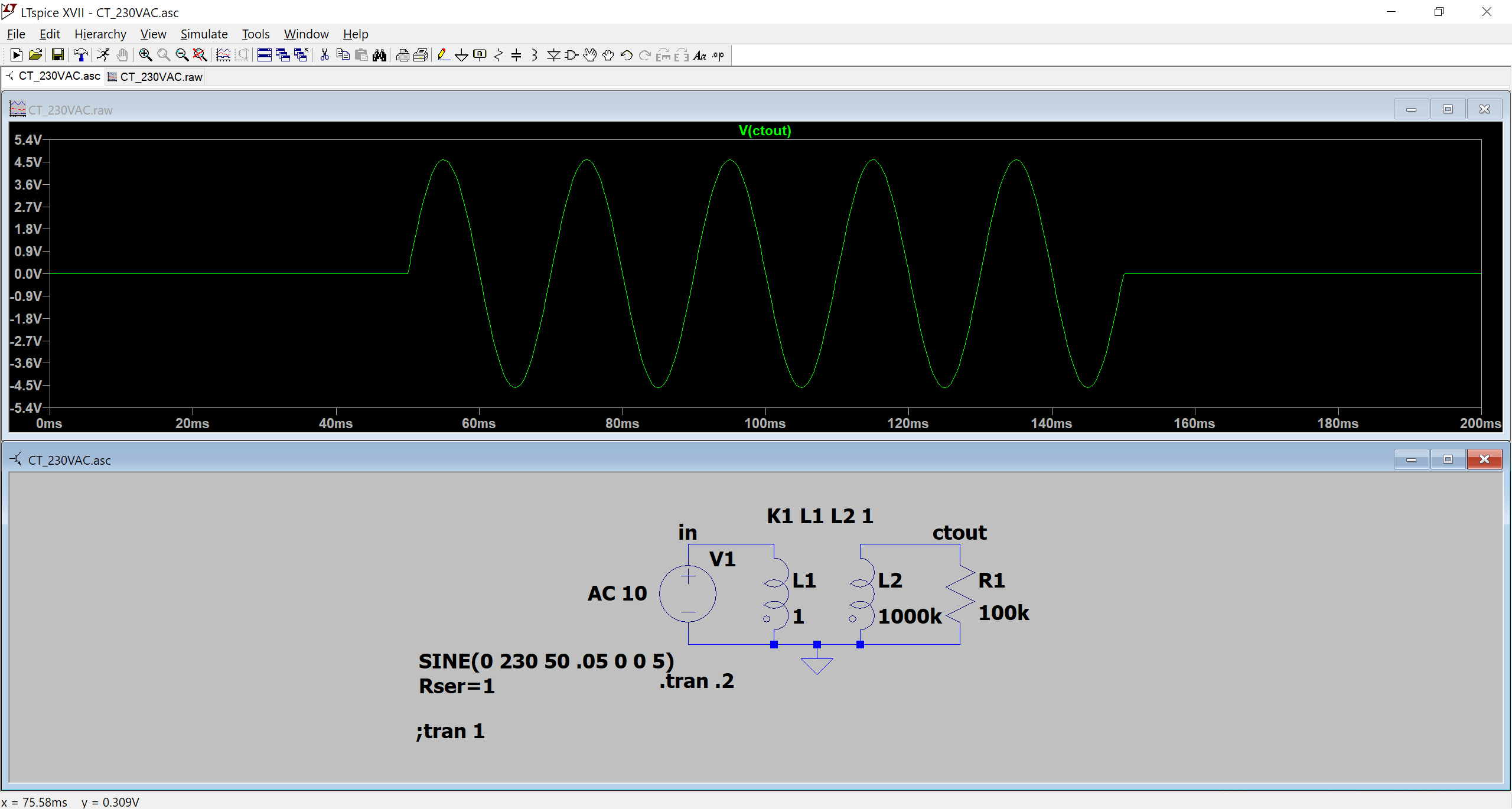 How can I simulate current transformer saturation in LTSpice? r