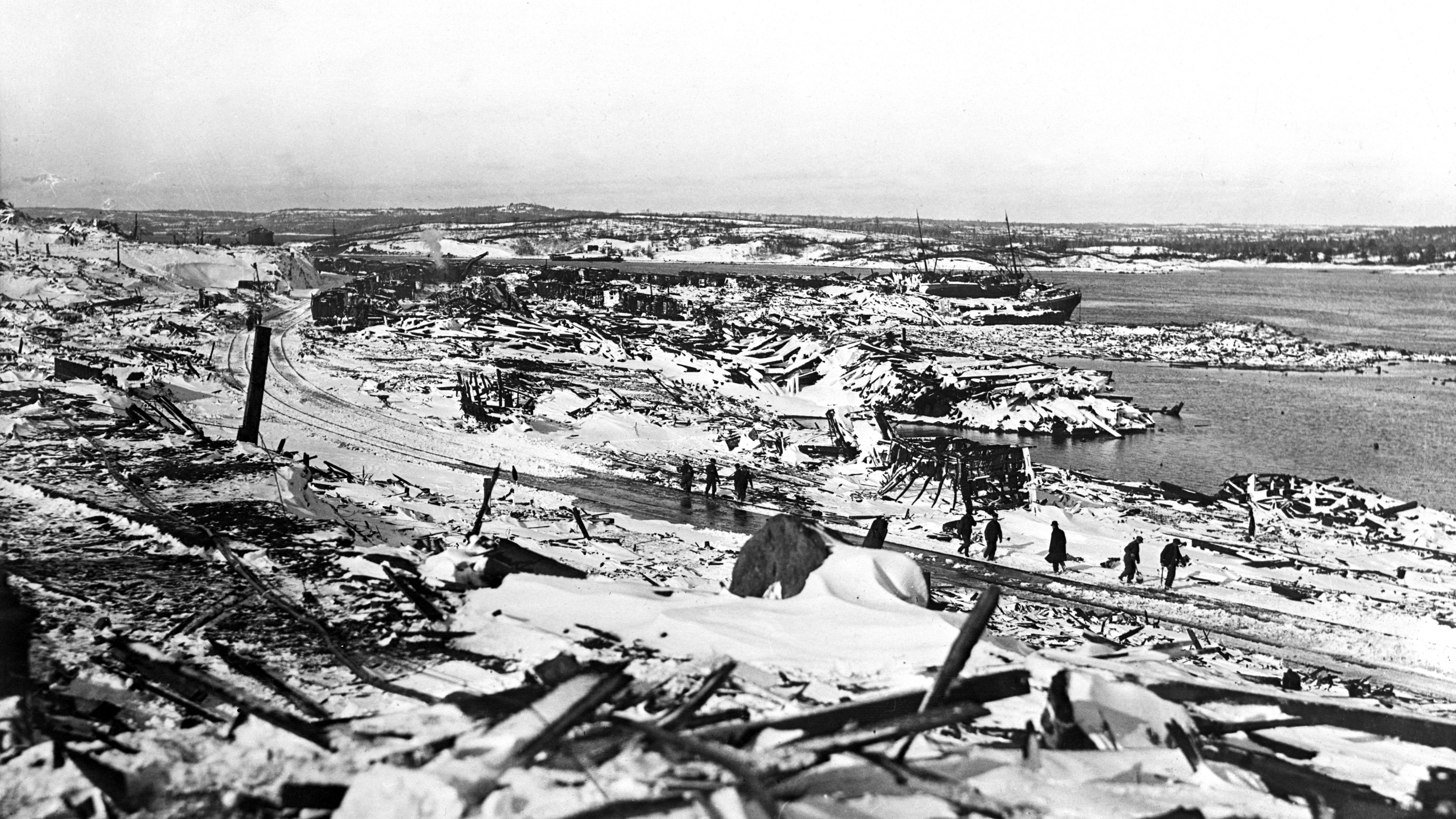 Aftermath of a massive explosion in Halifax, Canada, December 6, 1917