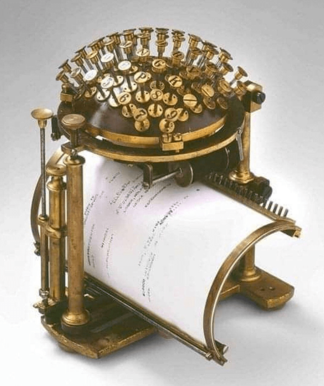 The Hansen Writing Ball is an early typewriter. It was invented in 1865 and patented and put
