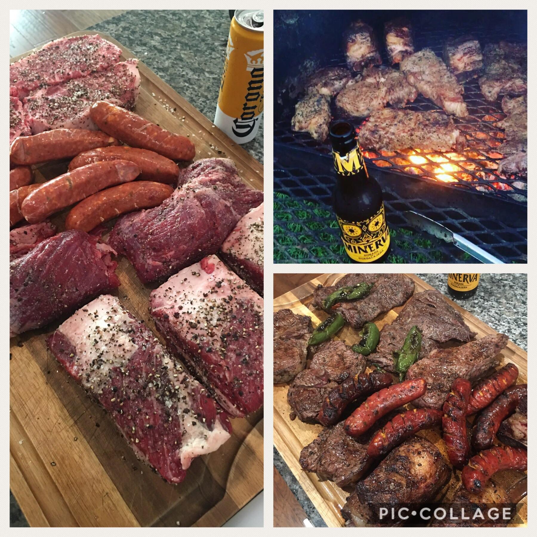 Mesquite wood fire grilling aka Carne Asada. Wagyu Short Ribs and NY