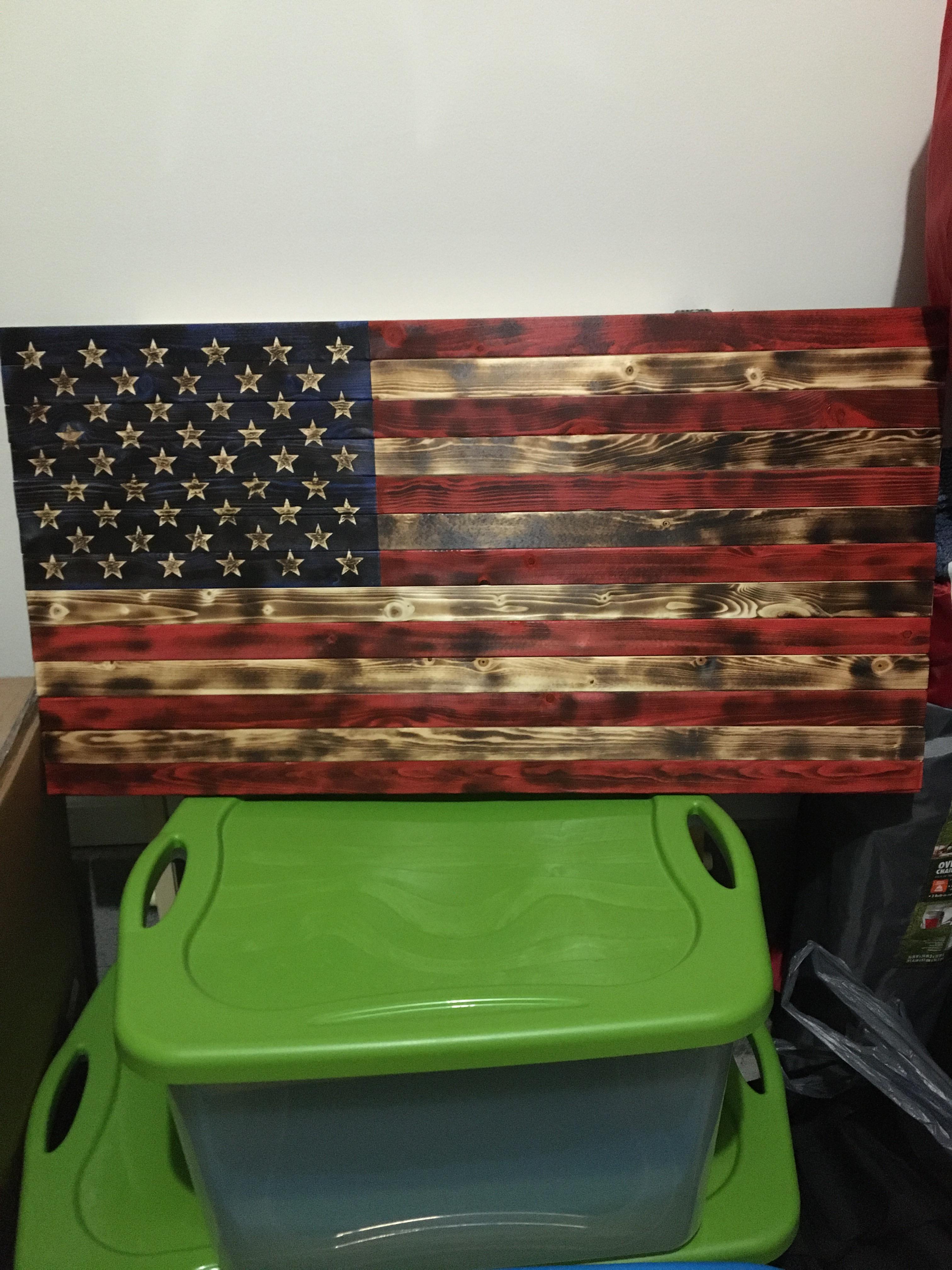 Burned wood American flag r/woodworking