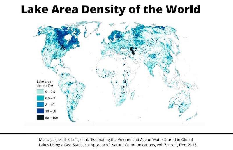 There are over 250,000 lakes in Ontario, constituting around 20 of the